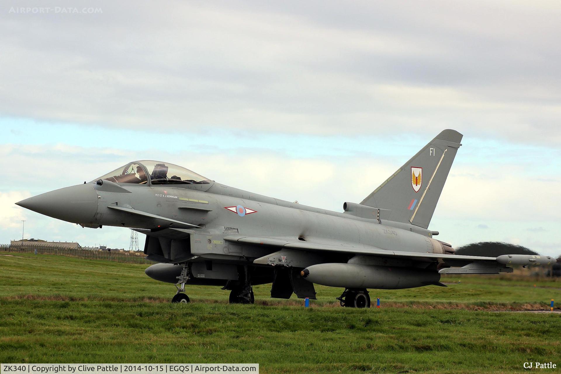 ZK340, 2013 Eurofighter EF-2000 Typhoon FGR.4 C/N BS101/369, In action at RAF Lossiemouth whilst coded 'FI' with the resident No.1 Sqn RAF