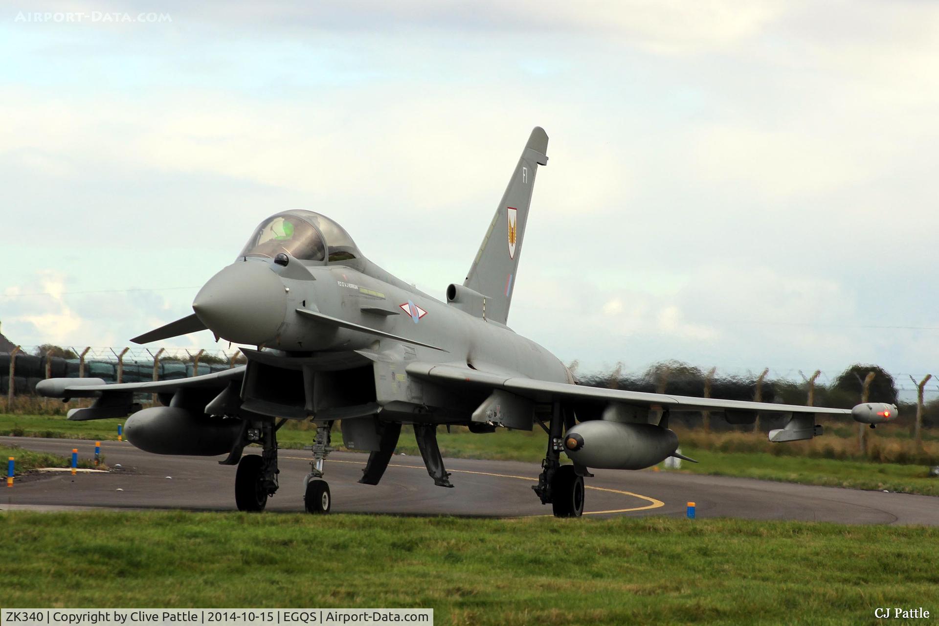 ZK340, 2013 Eurofighter EF-2000 Typhoon FGR.4 C/N BS101/369, In action at RAF Lossiemouth whilst coded 'FI' with the resident No.1 Sqn RAF