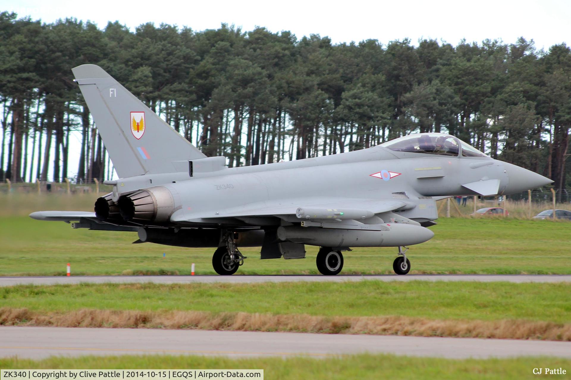 ZK340, 2013 Eurofighter EF-2000 Typhoon FGR.4 C/N BS101/369, Take-off action at RAF Lossiemouth whilst coded 'FI' with the resident No.1 Sqn RAF