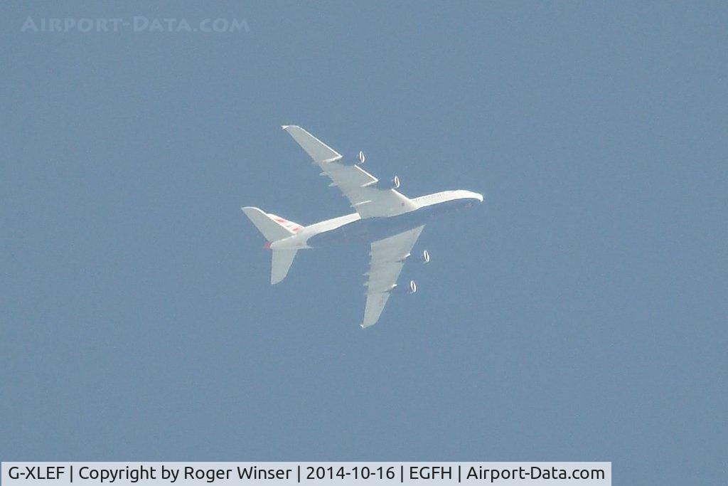 G-XLEF, 2013 Airbus A380-841 C/N 151, British Airways A380 flying east at 31000 feet over the airport.