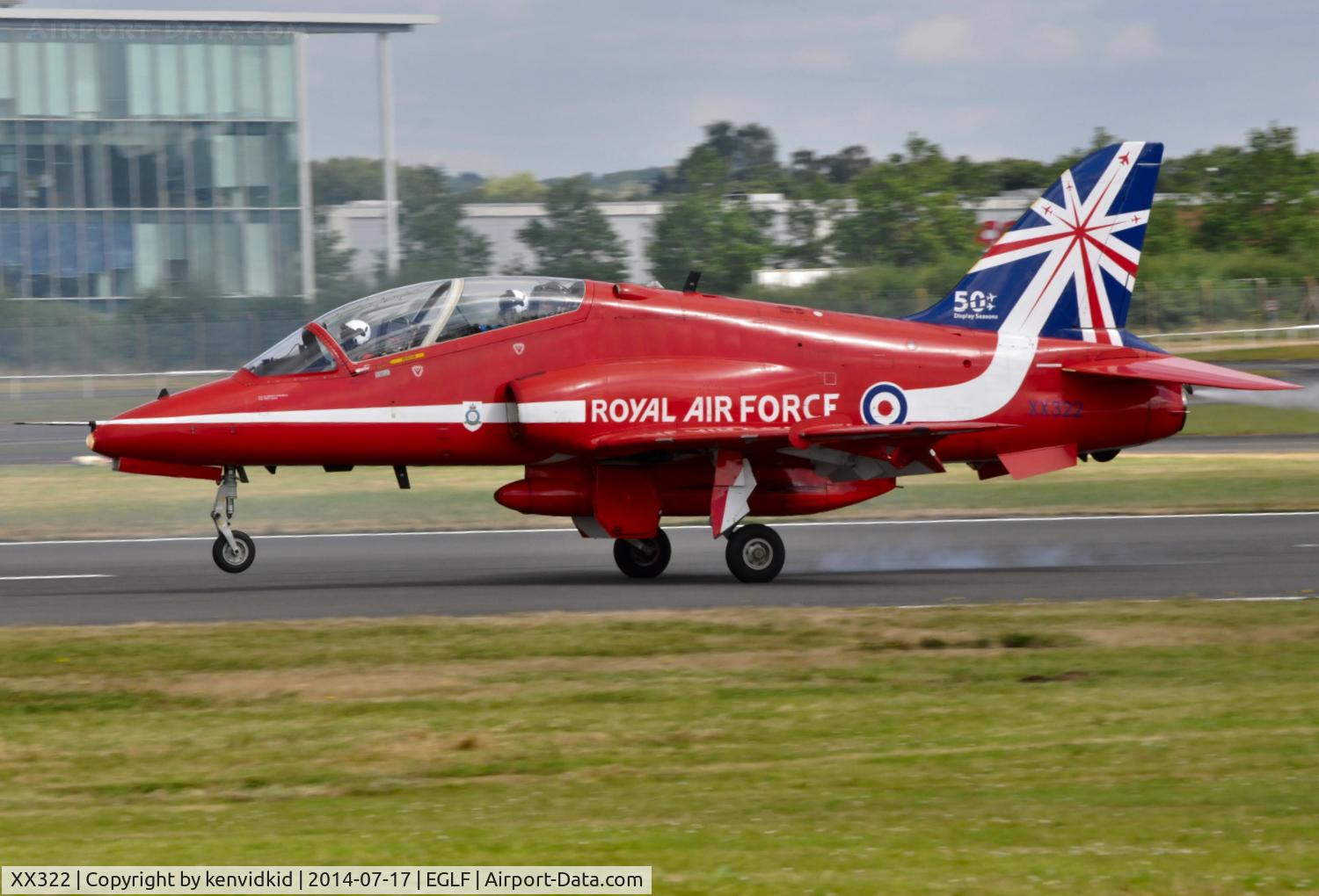 XX322, 1980 Hawker Siddeley Hawk T.1A C/N 165/312147, Arriving at Farnborough from Fairford.