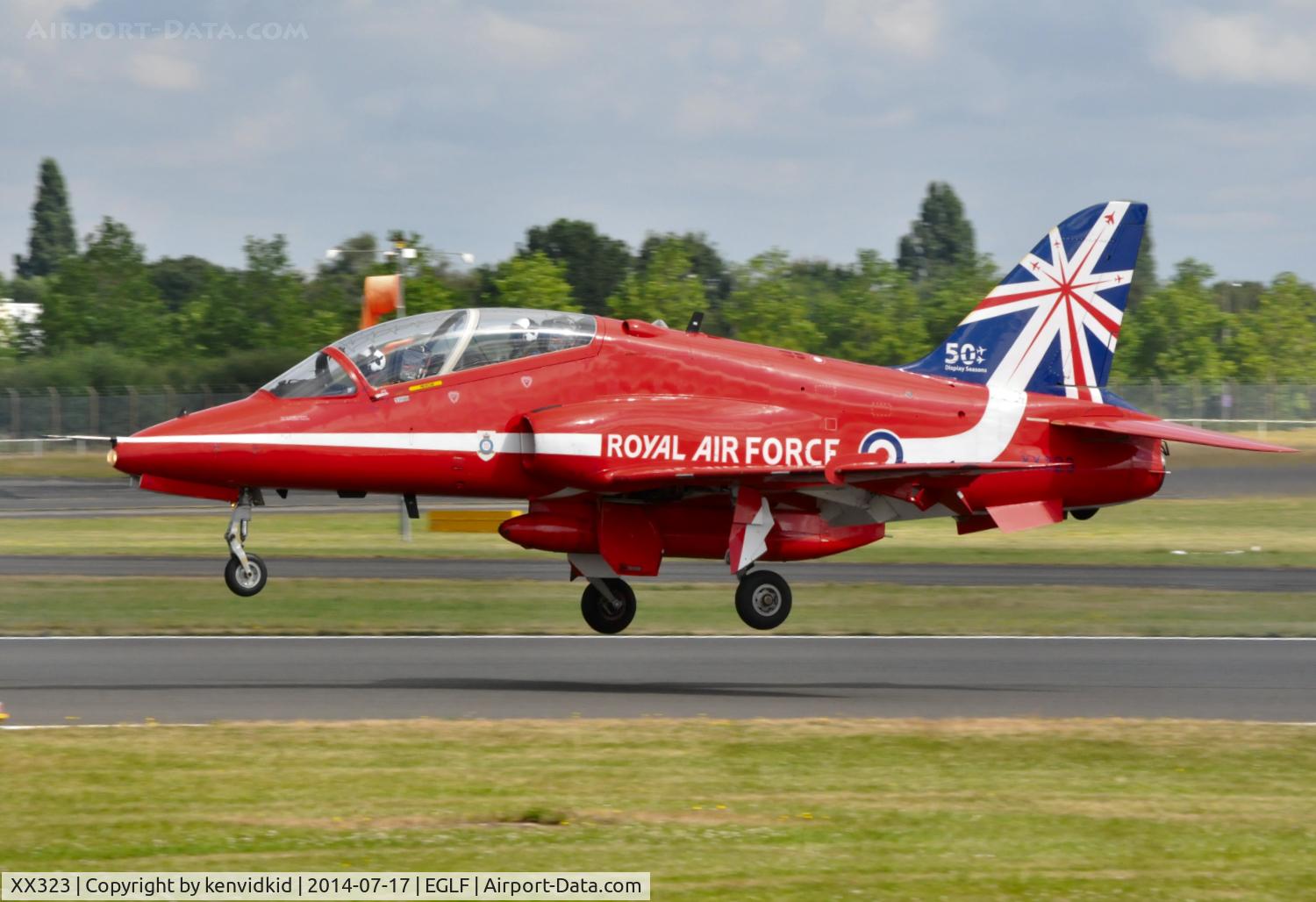 XX323, 1980 Hawker Siddeley Hawk T.1 C/N 167/312148, Arriving at Farnborough from Fairford.