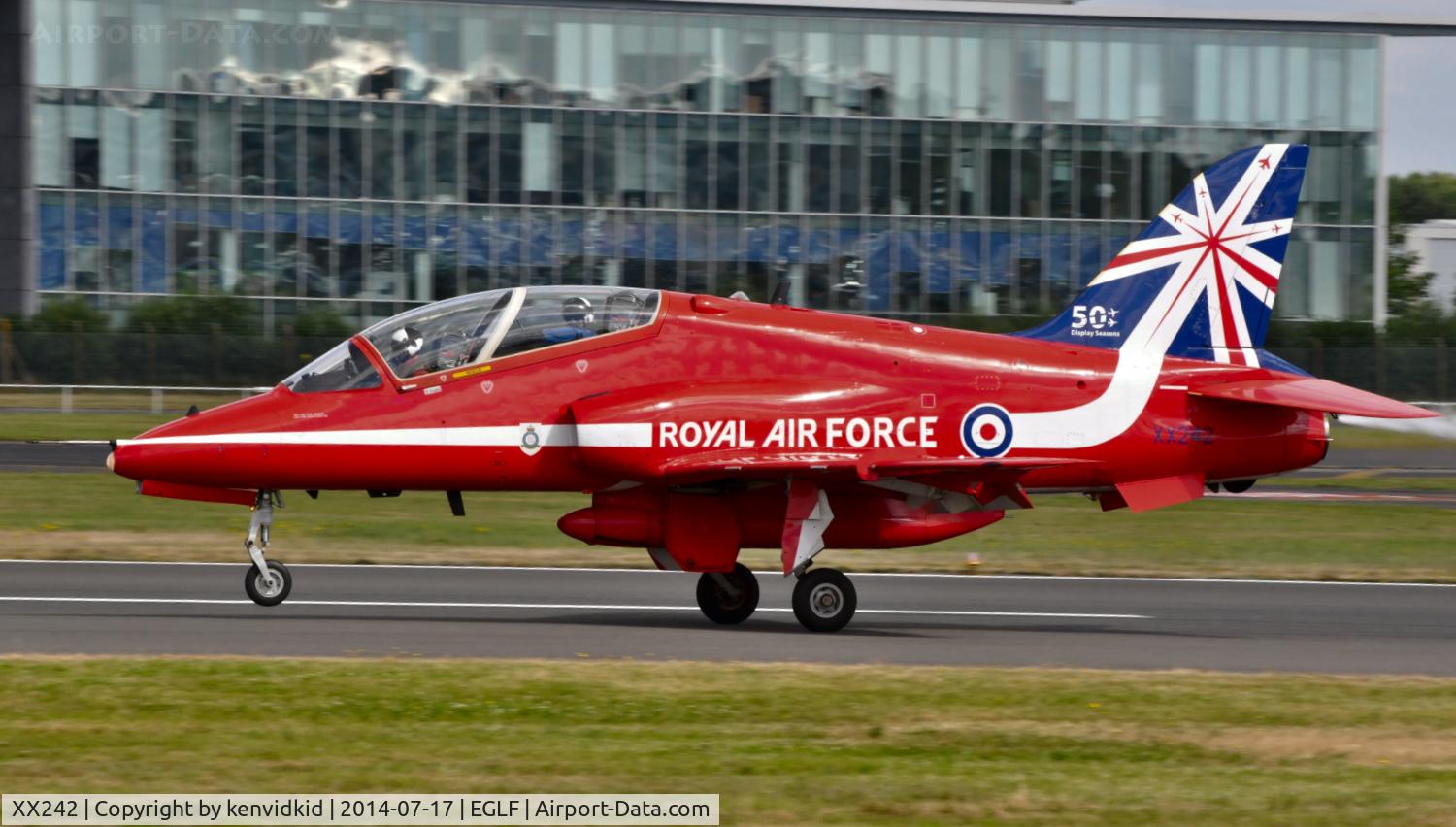 XX242, 1978 Hawker Siddeley Hawk T.1 C/N 078/312078, Arriving at Farnborough from Fairford.