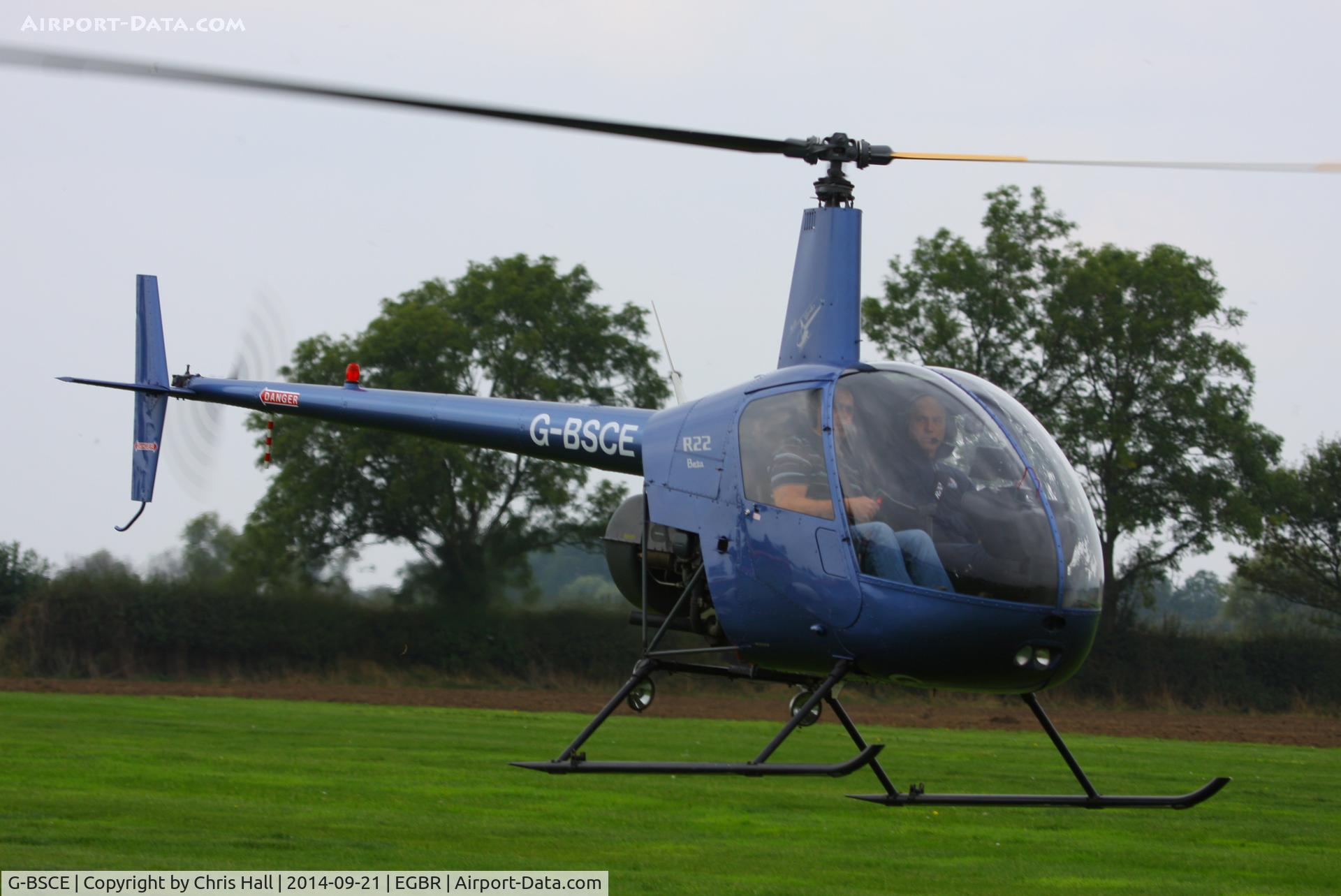 G-BSCE, 1989 Robinson R22 Beta C/N 1245, at Breighton's Heli Fly-in, 2014