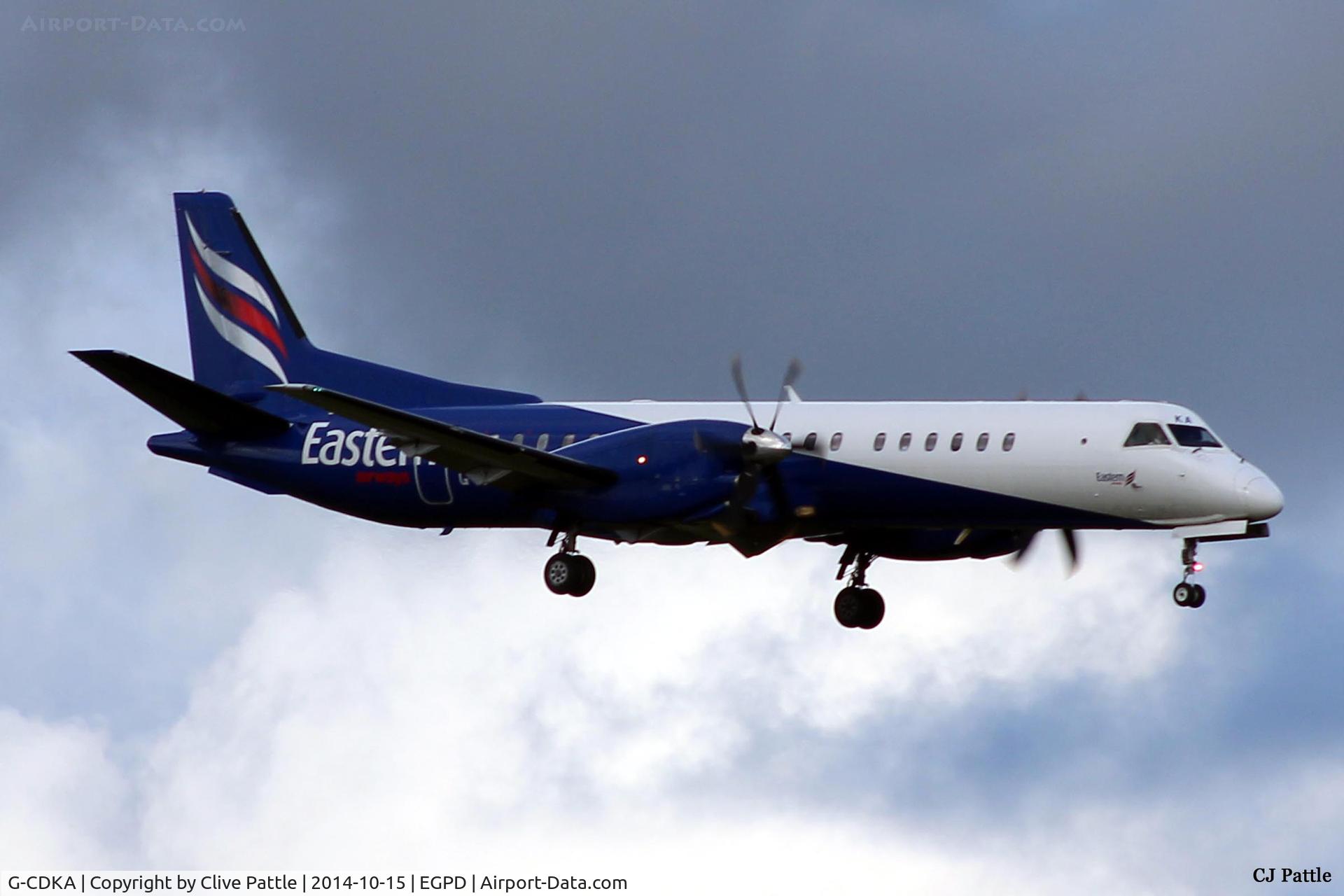 G-CDKA, 1993 Saab 2000 C/N 2000-006, On finals to Aberdeen EGPD