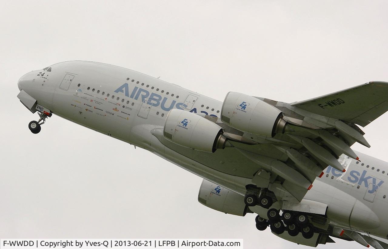 F-WWDD, 2005 Airbus A380-861 C/N 004, Airbus A380-861, Take off Rwy 21, Paris-Le Bourget (LFPB-LBG) Air Show 2013