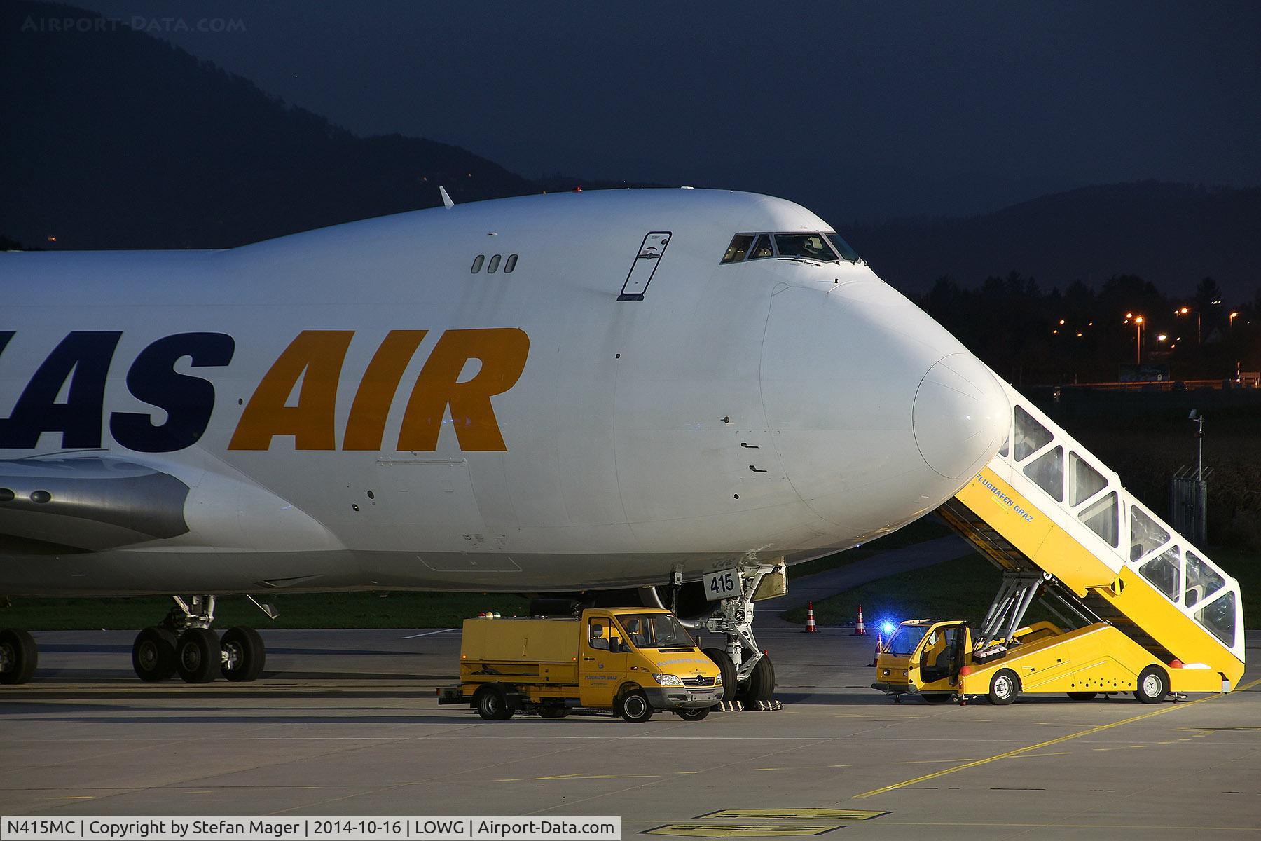 N415MC, 2002 Boeing 747-47UF C/N 32837, Atlas Air B747-400F arrived from LAX @ GRZ