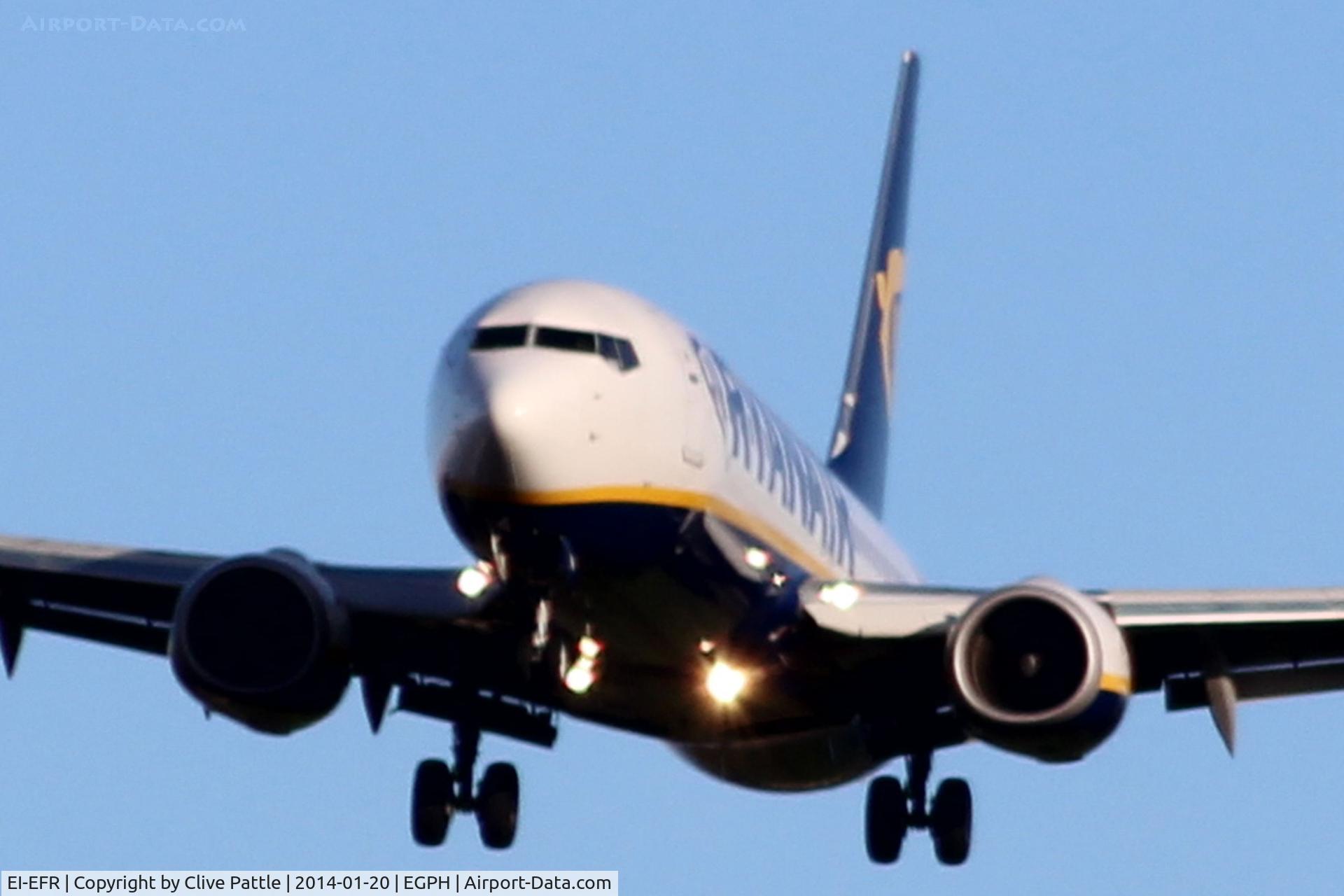 EI-EFR, 2009 Boeing 737-8AS C/N 37541, Close-up nose detail on finals to Edinburgh EGPH