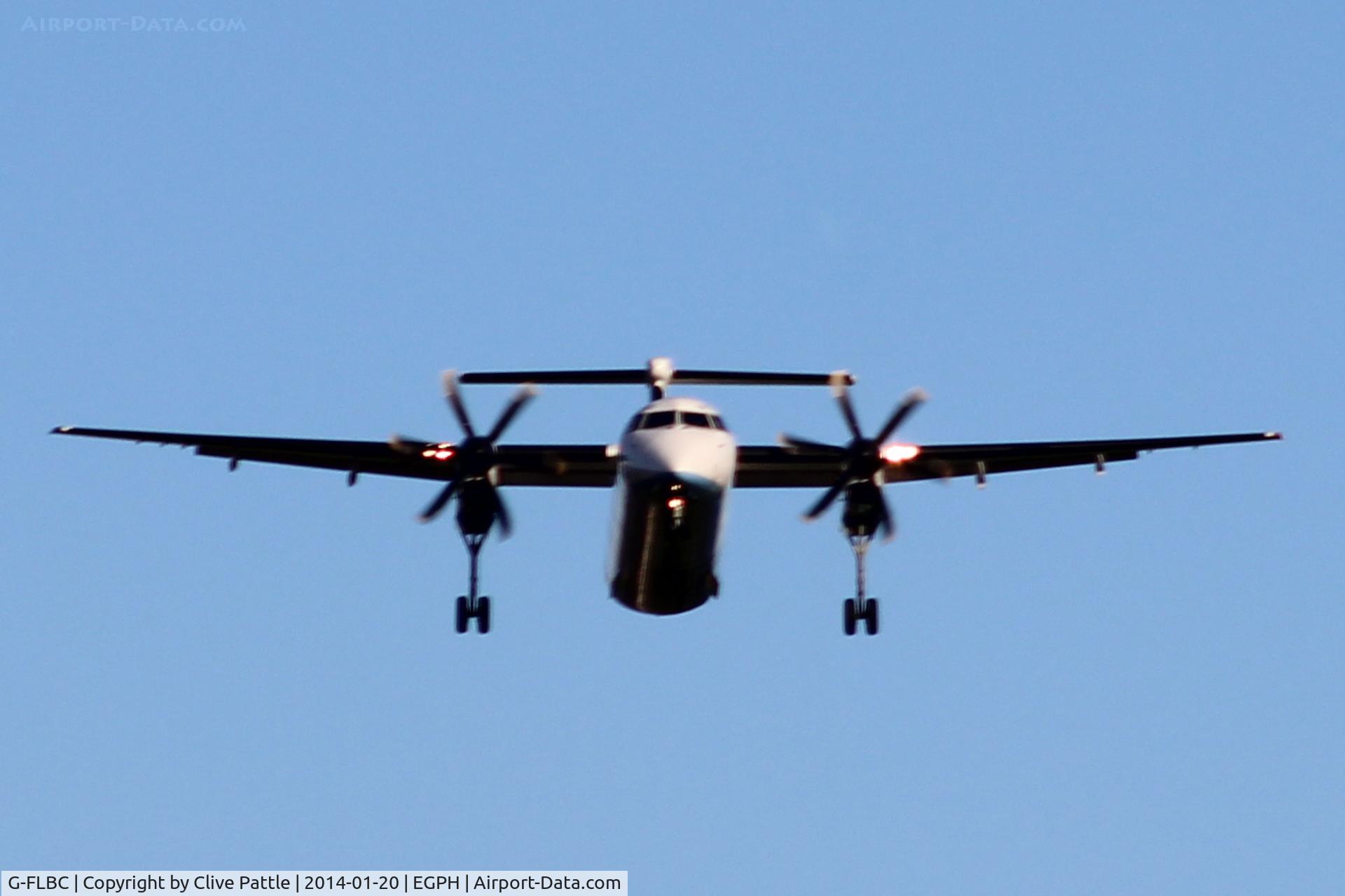 G-FLBC, 2009 De Havilland Canada DHC-8-402Q Dash 8 C/N 4257, On finals to land at Edinburgh EGPH