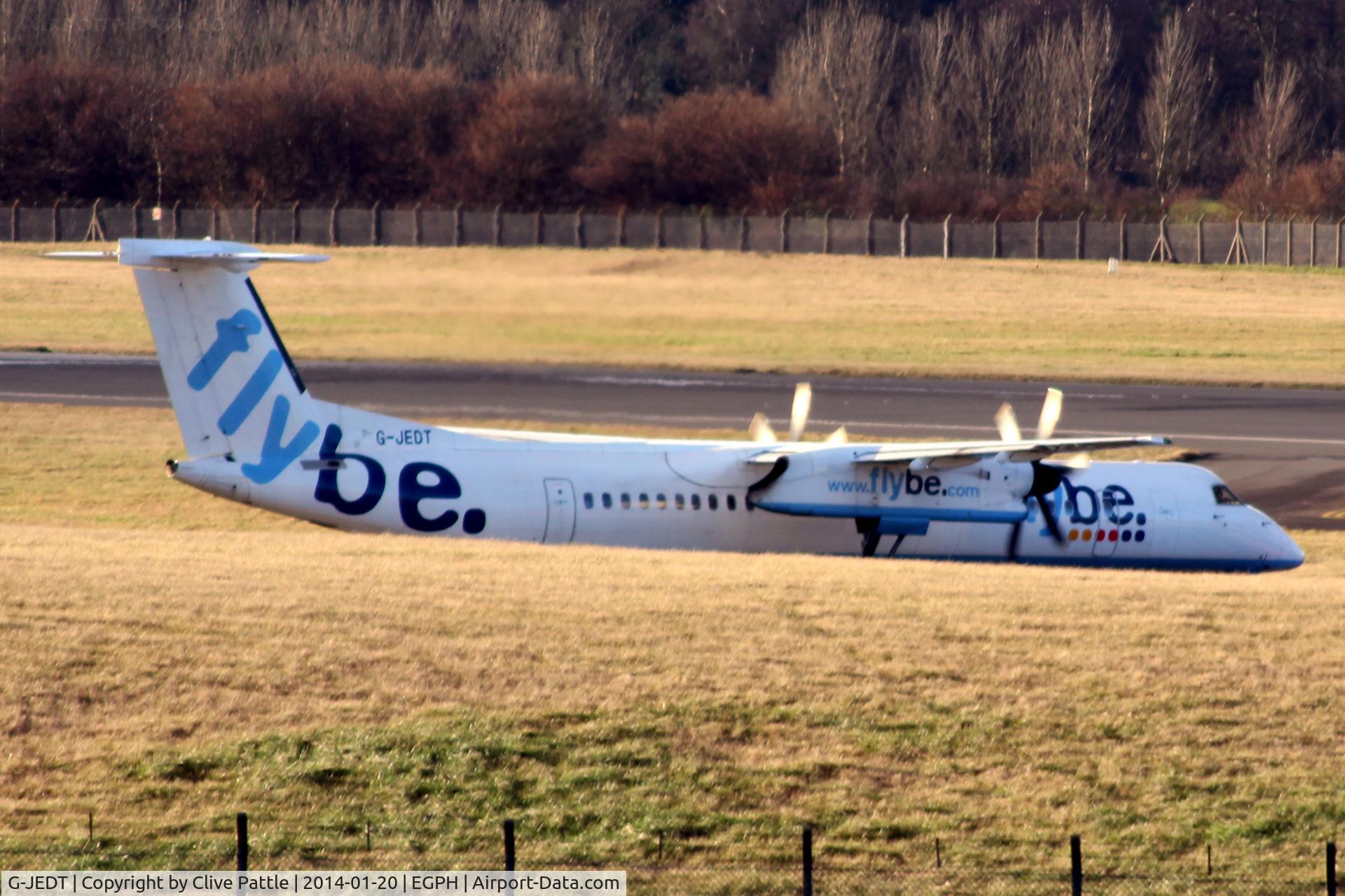G-JEDT, 2003 De Havilland Canada DHC-8-402Q Dash 8 C/N 4088, Taxying to the holding point for take-off at Edinburgh EGPH