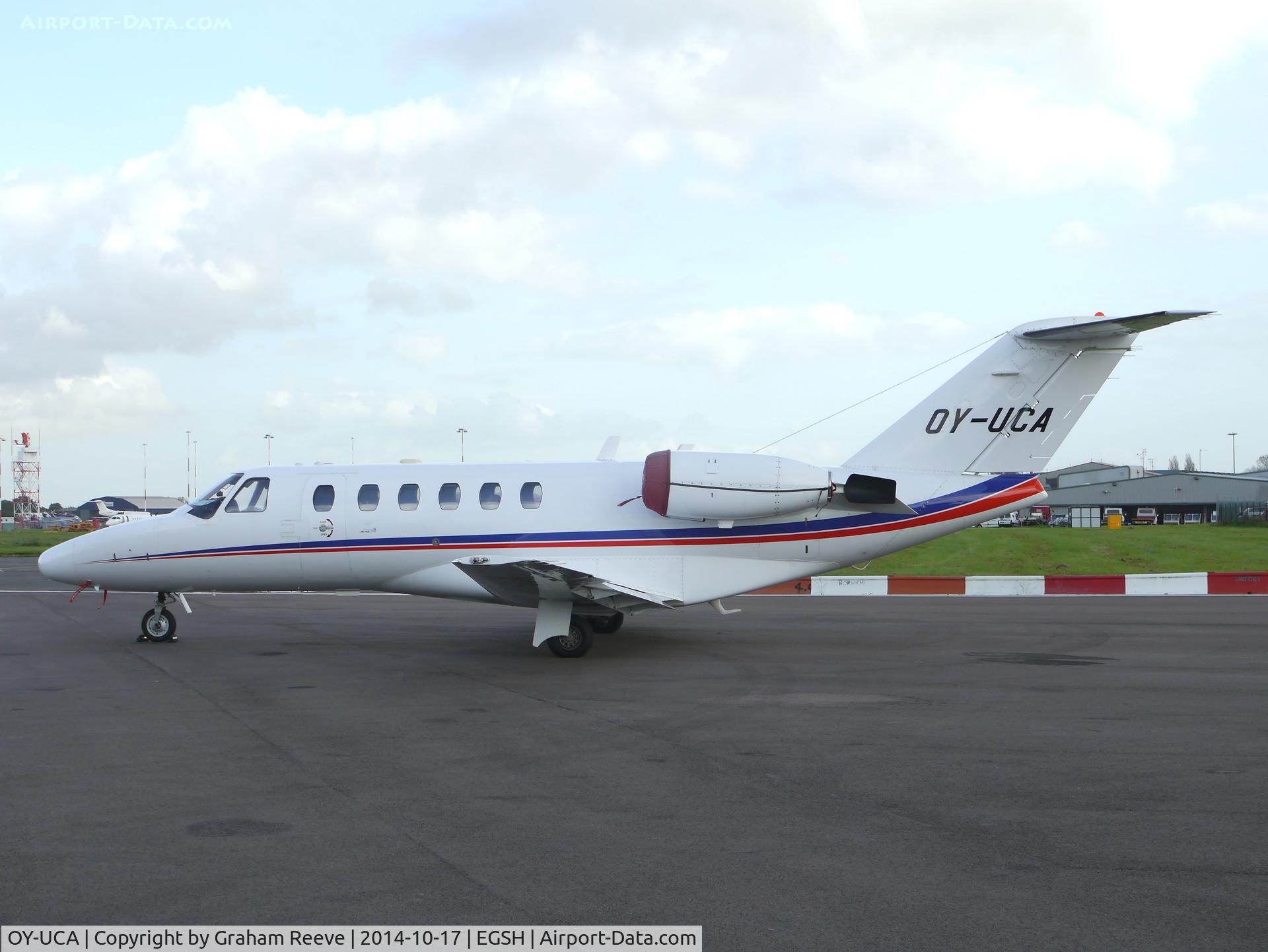 OY-UCA, 2004 Cessna 525A CitationJet CJ2 C/N 525A-0209, Parked at Norwich.