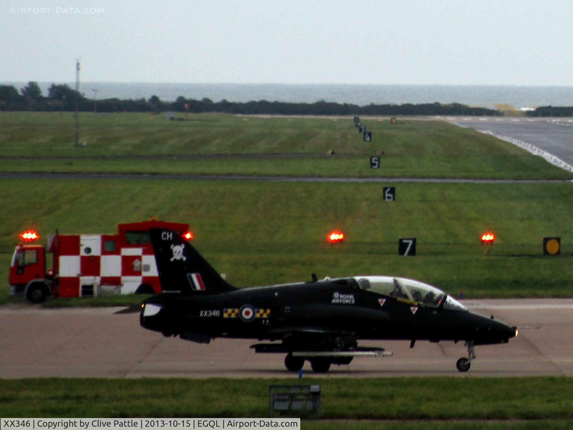 XX346, 1981 Hawker Siddeley Hawk T.1A C/N 195/312170, Creeping onto runway 09 at RAF Leuchars ready for take-off