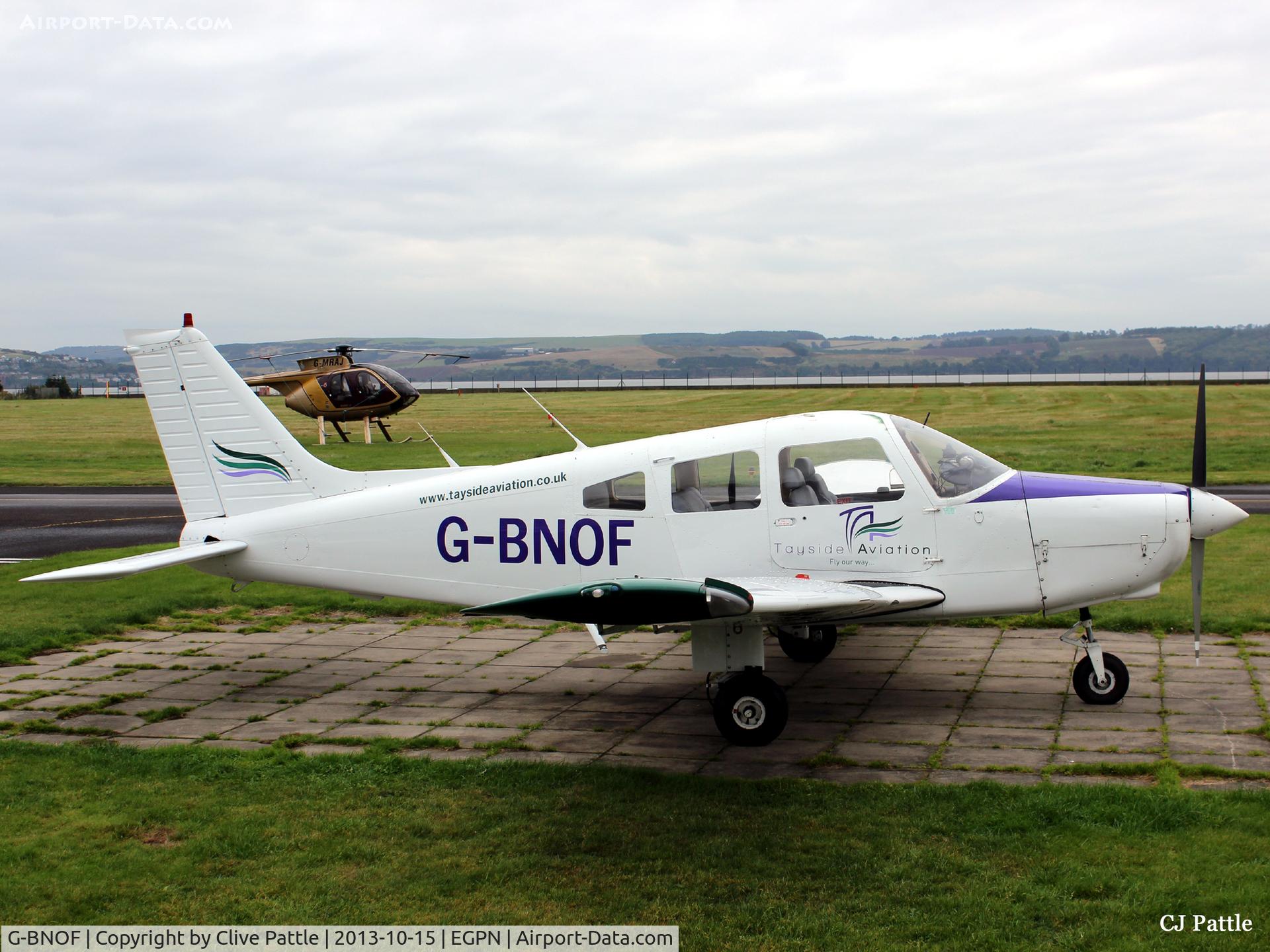 G-BNOF, 1987 Piper PA-28-161 Cherokee Warrior II C/N 2816014, Parked up at its home base at Dundee Riverside Airport EGPN