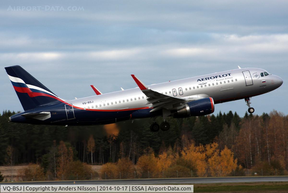 VQ-BSJ, 2014 Airbus A320-214 C/N 6044, Departing runway 08.