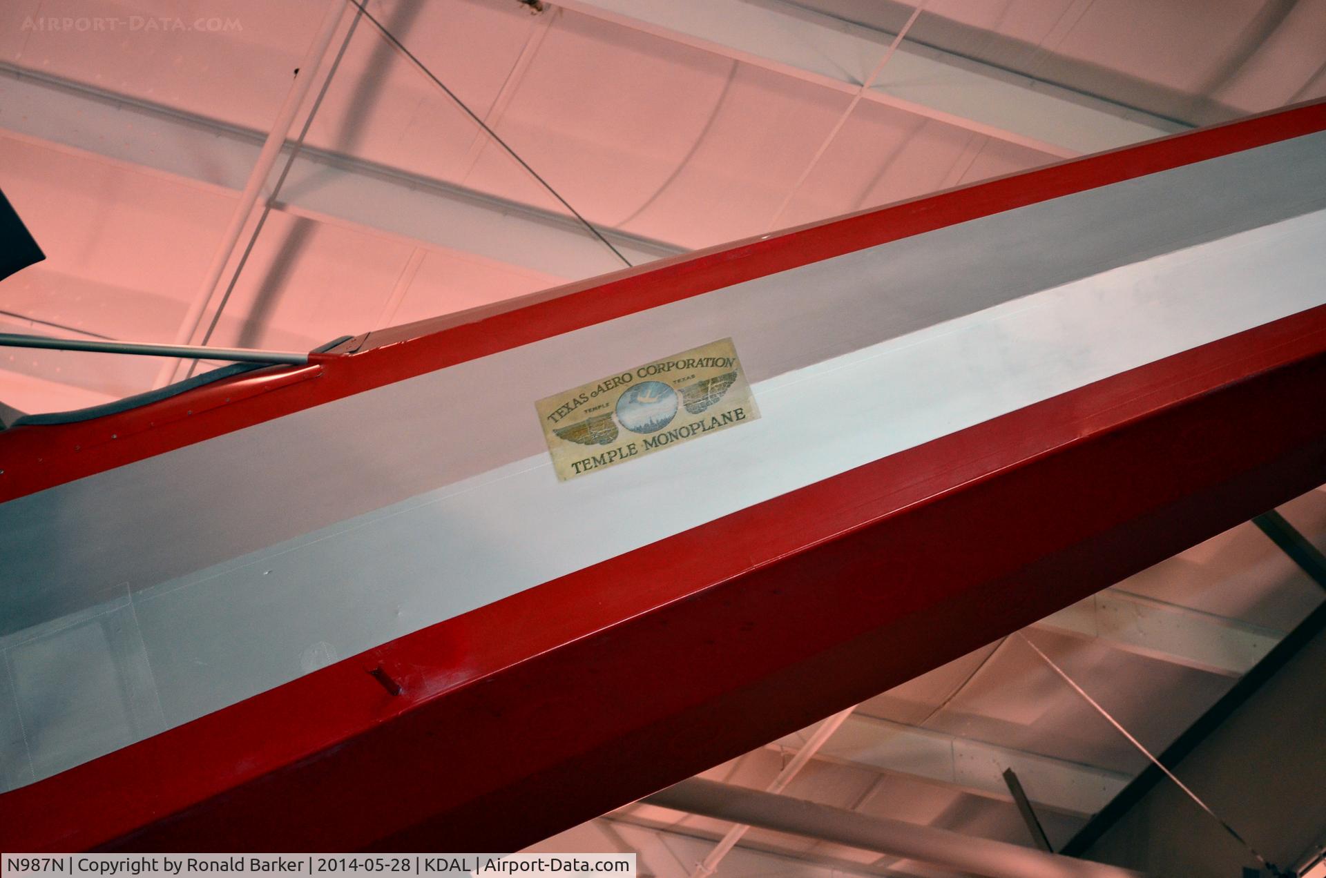 N987N, 1990 Temple Sportsman C/N 107R, Frontiers of Flight Museum DAL