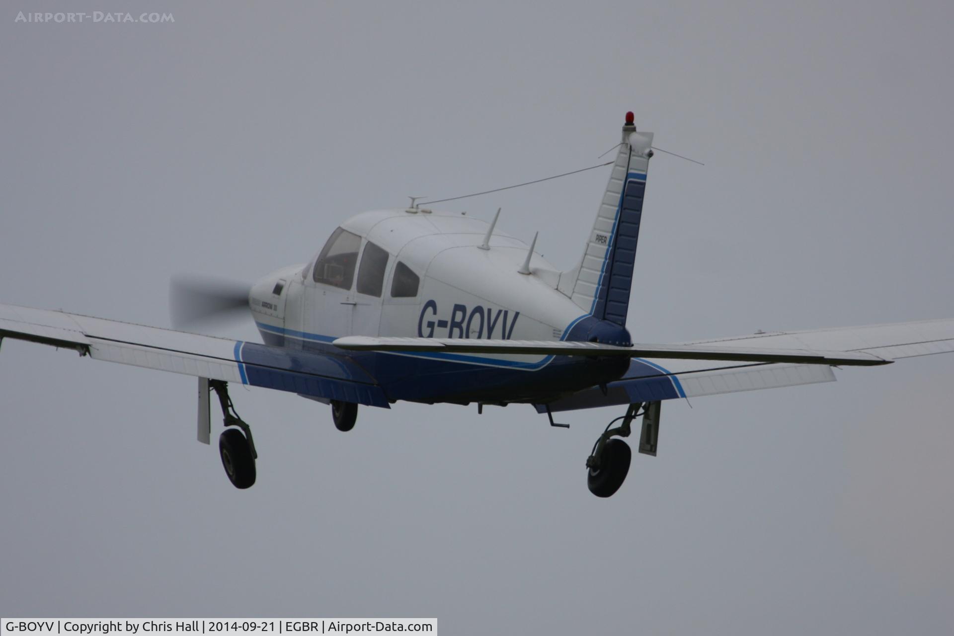 G-BOYV, 1977 Piper PA-28R-201T Turbo Cherokee Arrow III C/N 28R-7703014, at Breighton's Heli Fly-in, 2014
