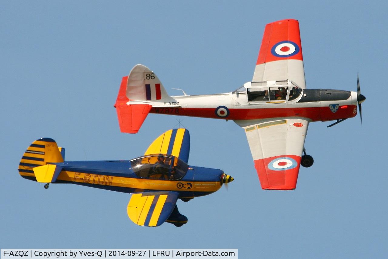F-AZQZ, 1953 De Havilland DHC-1 Chipmunk T.10 C/N C1/0916, De Havilland DHC-1 Chipmunk T.10, display with Mudry CAP-10B, Morlaix-Ploujean airport (LFRU-MXN) air show 2014