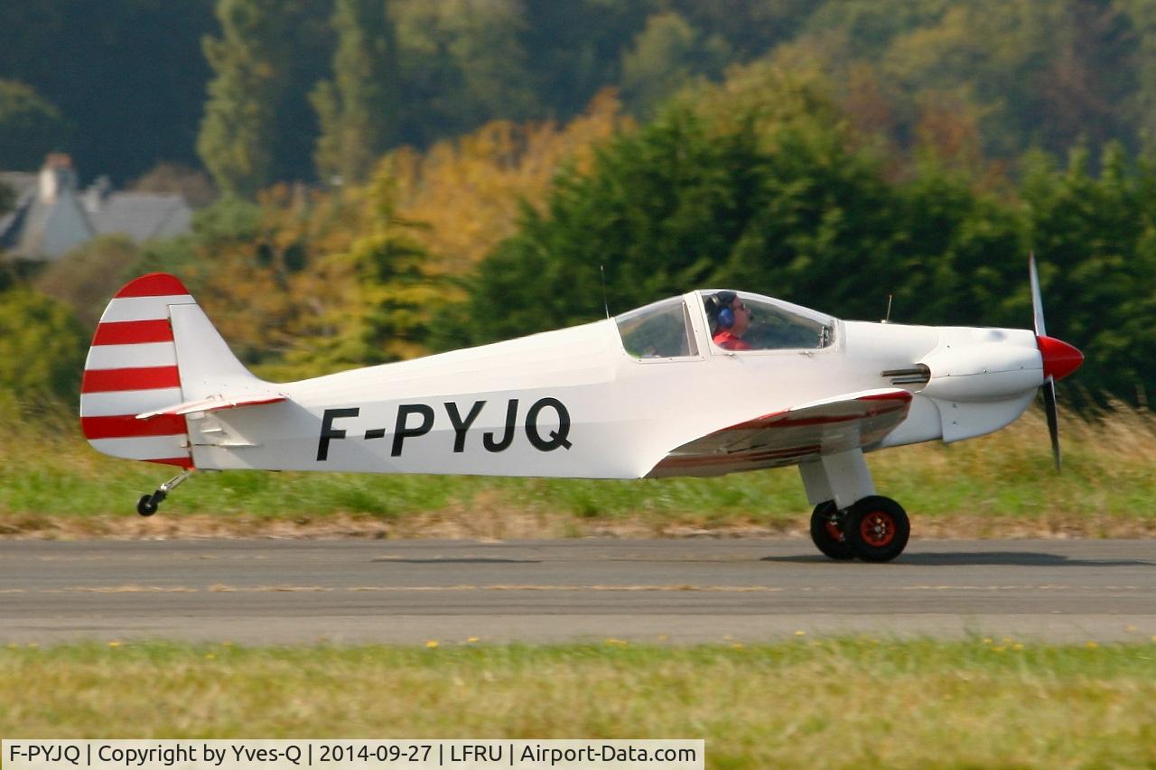 F-PYJQ, 1981 Nicollier HN-433 Menestrel C/N 02, Nicollier HN-433 Menestrel, Landing rwy 05, Morlaix-Ploujean airport (LFRU-MXN) air show in september 2014