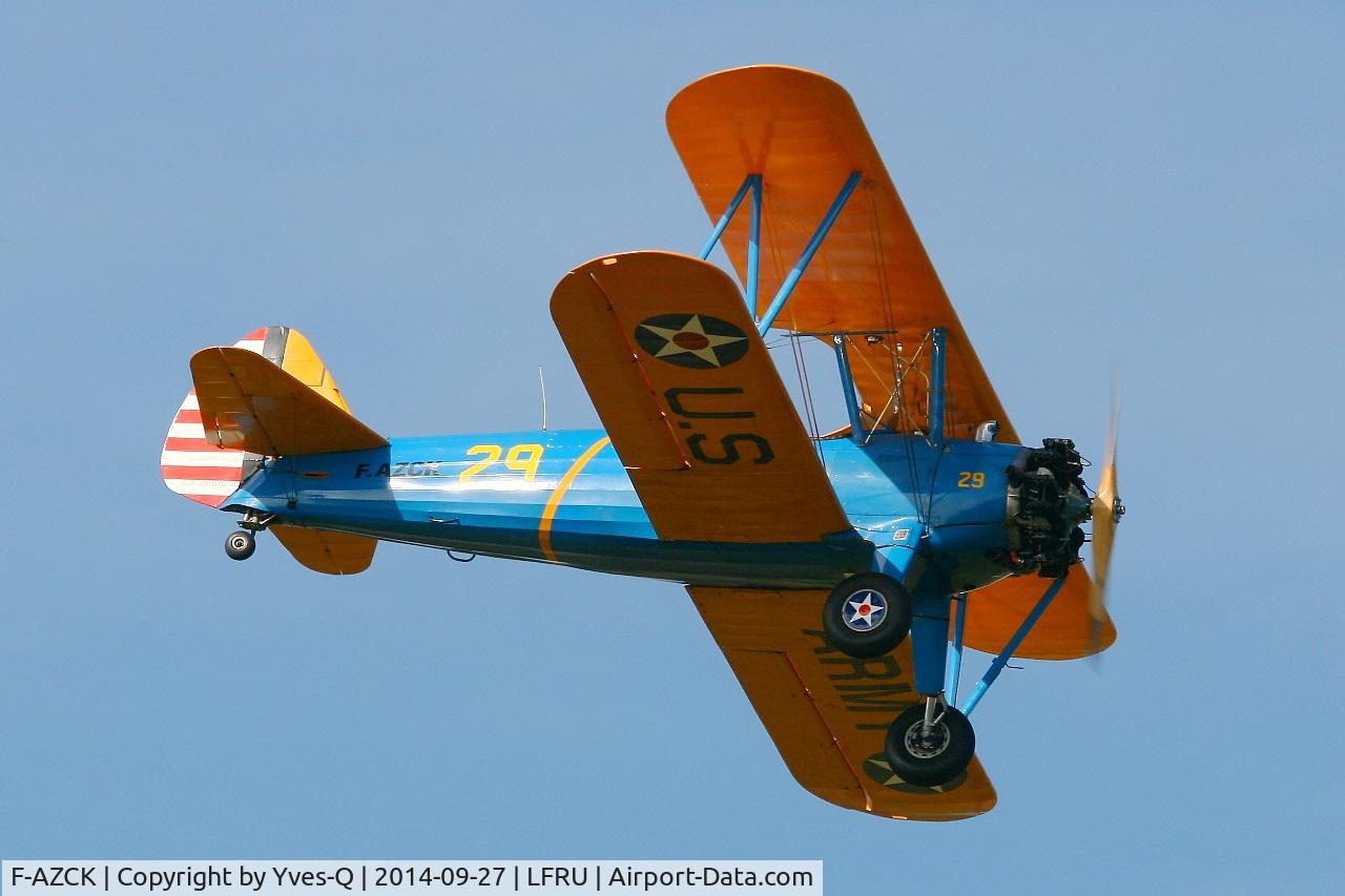 F-AZCK, 1941 Boeing A75N1 (PT-17) C/N 75-1653, Boeing A75N1, Solo display, Morlaix-Ploujean airport (LFRU-MXN) air show in september 2014