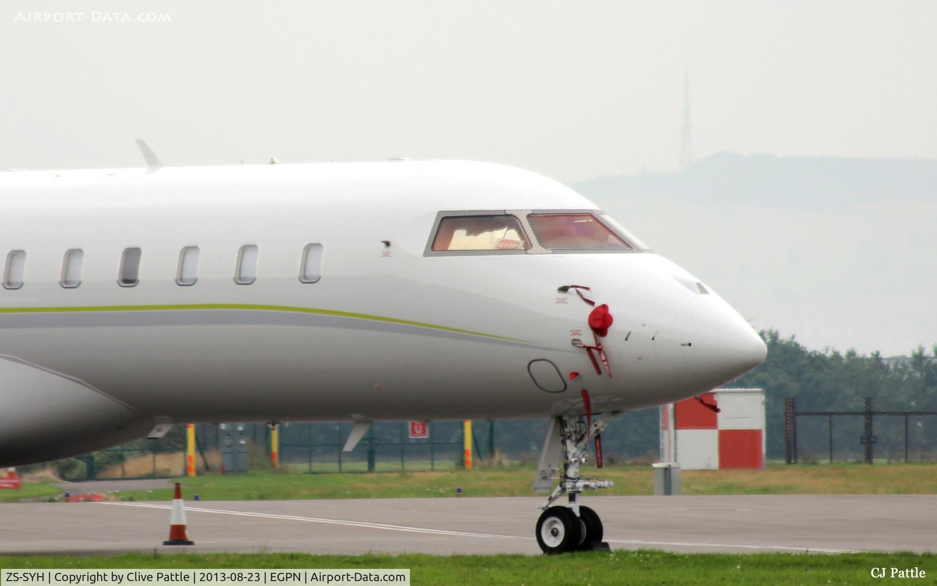 ZS-SYH, 2012 Bombardier BD-700-1A11 Global 6000 C/N 9470, Close up nose detail whilst parked up at Dundee Riverside EGPN