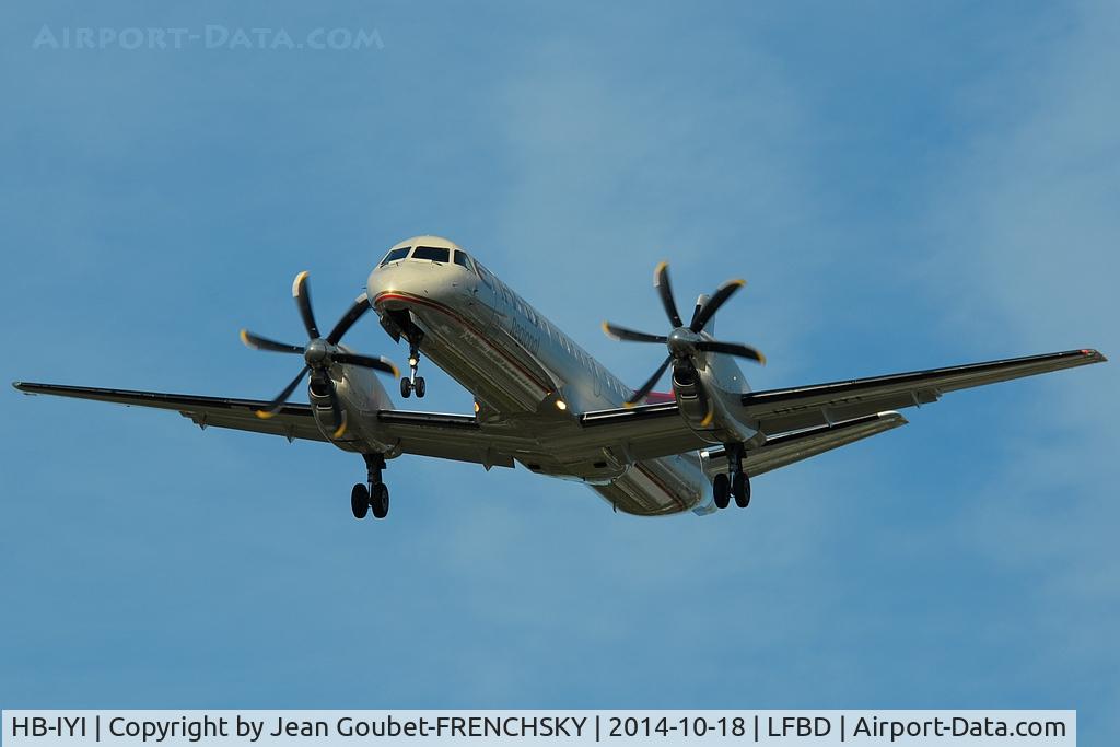 HB-IYI, 1995 Saab 2000 C/N 2000-016, Darwin/Etihad Regional landing 23 from Geneva.