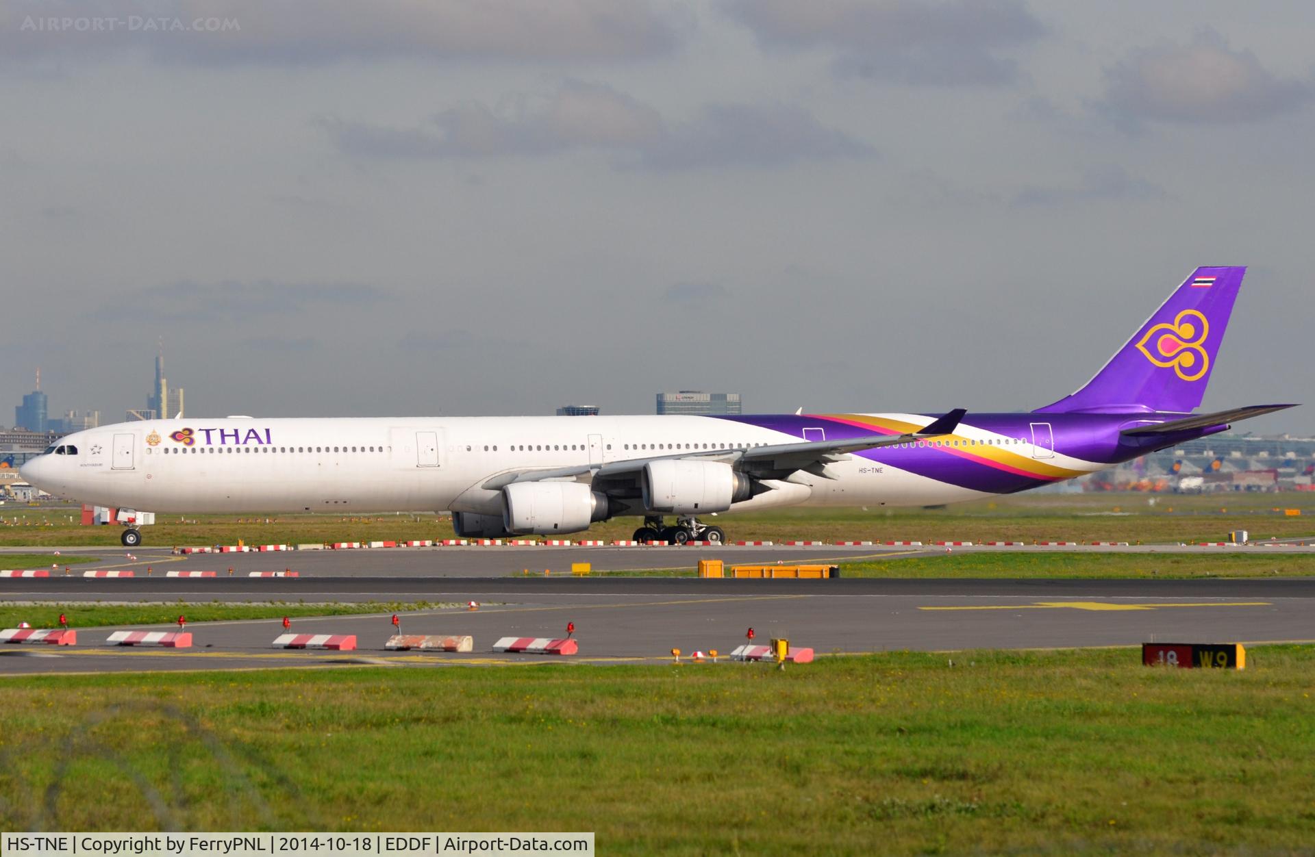 HS-TNE, 2005 Airbus A340-642 C/N 719, Thai A346 taxying for take-off.
