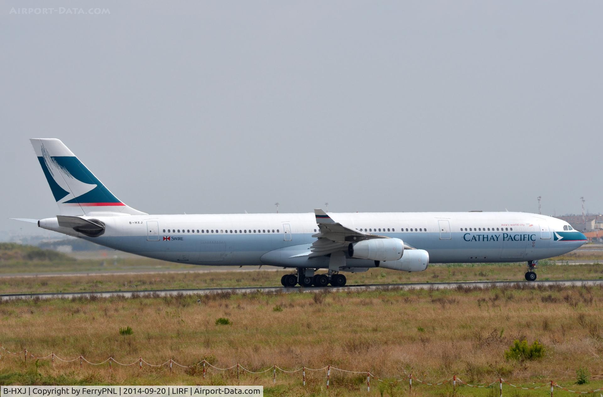 B-HXJ, Airbus A340-313 C/N 227, Cathay Pacific A343 thundering down the runway in FCO