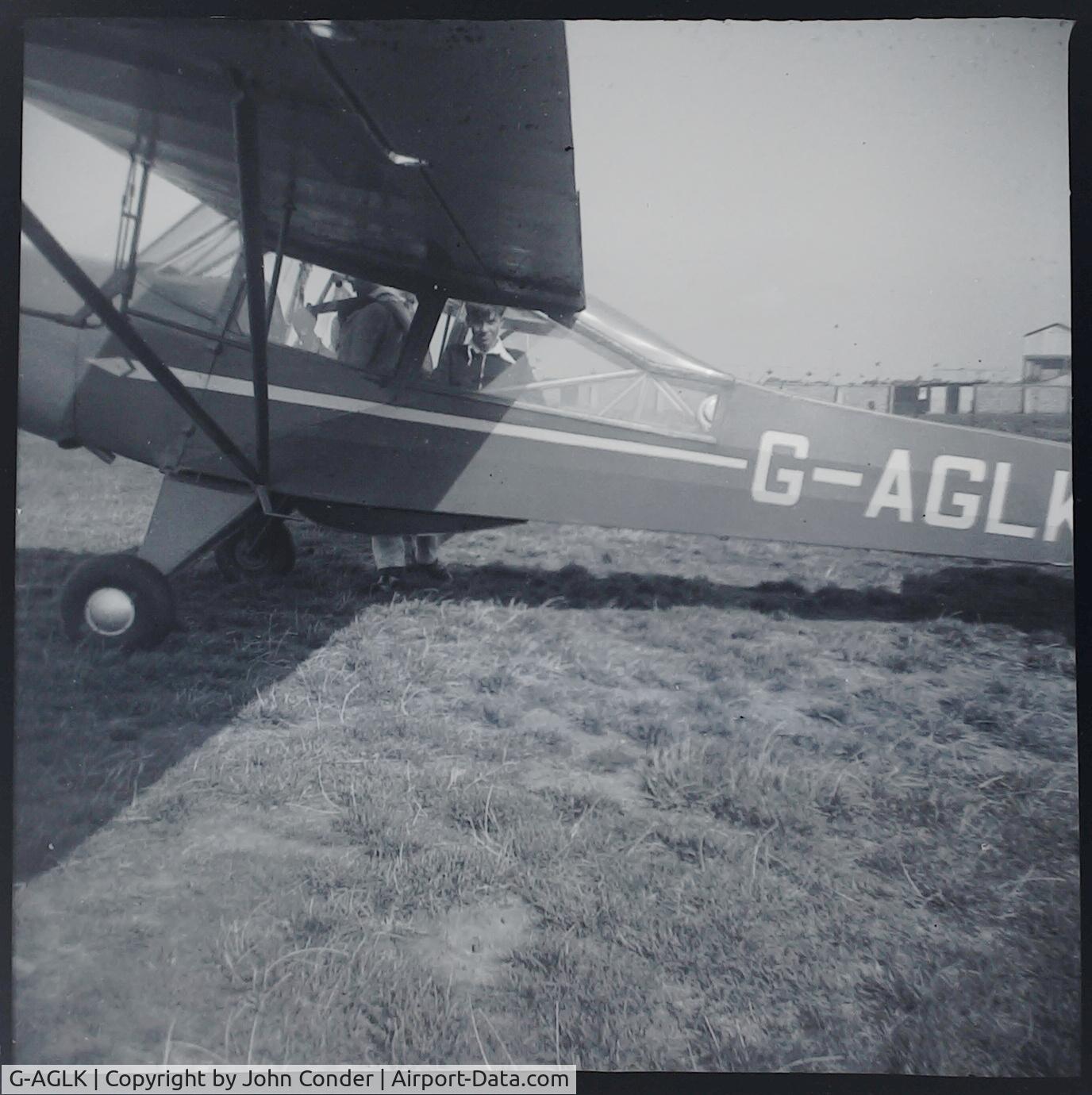 G-AGLK, 1944 Taylorcraft J Auster 5 C/N 1137, From the archive of the Conder family of Milton, Cambridgeshire and found in a stack of negatives we were loaned to digitize for the village. I suspect it's local, but there's lots of potential grass strips locally so I can't confirm where it was taken.