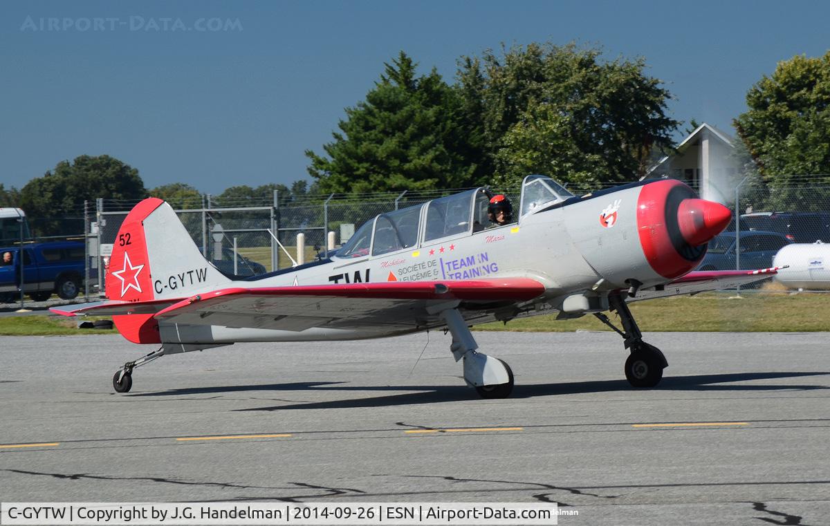 C-GYTW, 2001 Yakovlev (Aerostar) Yak-52TW C/N 0112228, At Easton MD.