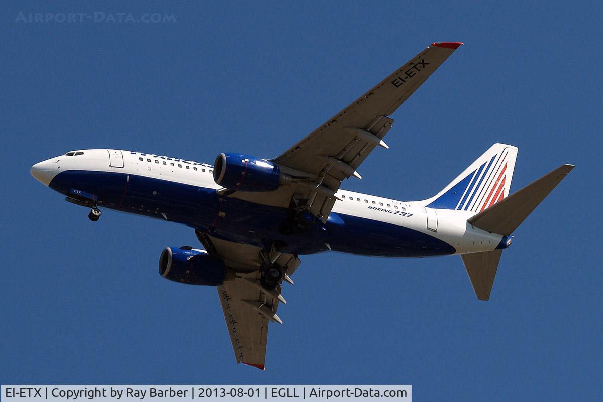 EI-ETX, 2005 Boeing 737-7Q8 C/N 29359, Boeing 737-7Q8 [29359] (Transaero Airlines) Home~G 01/08/2013. On approach 27R.