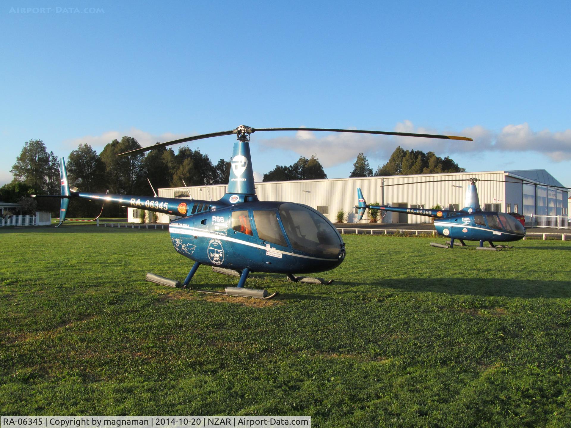 RA-06345, Robinson R66 Turbine C/N 0323, with RA-06360 flying from Russia to NZ and back.