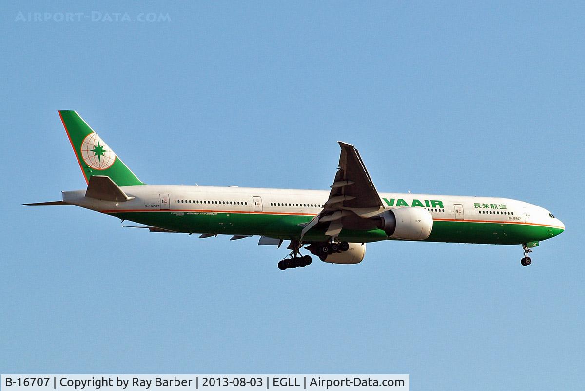 B-16707, 2007 Boeing 777-35E/ER C/N 33751, Boeing 777-35EER [33751] (EVA Air ways) Home~G 03/08/2013. On approach 27L.