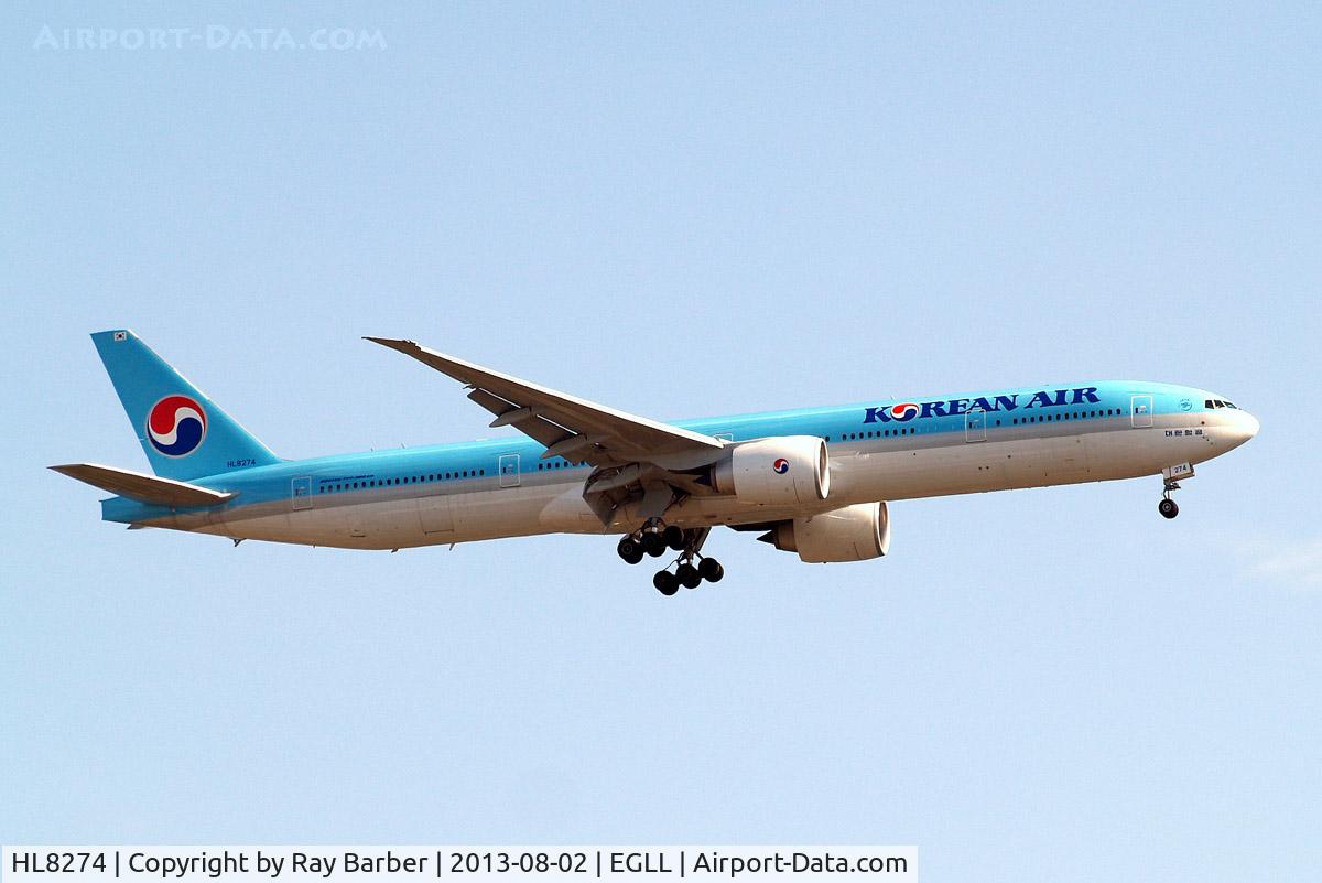 HL8274, 2013 Boeing 777-3B5/ER C/N 41998, Boeing 777-3B5ER [41998] (Korean Air) Home~G 02/08/2013. On approach 27L.