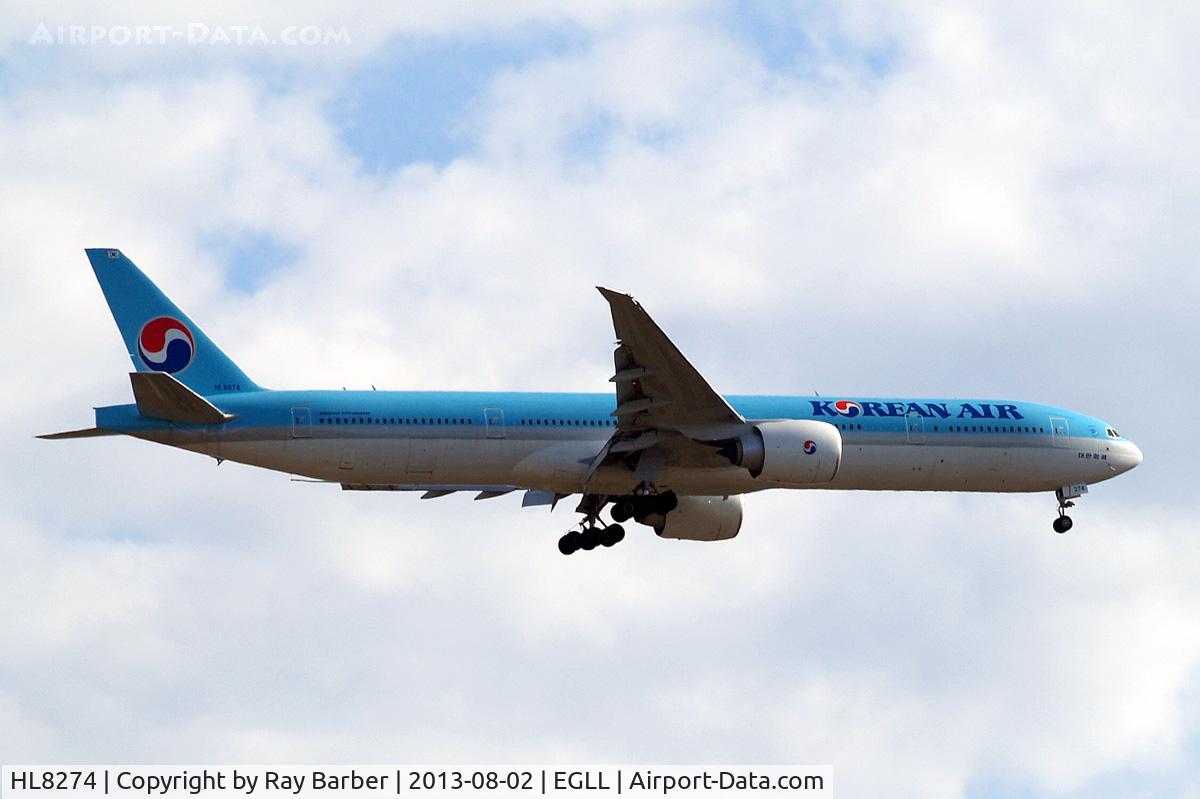 HL8274, 2013 Boeing 777-3B5/ER C/N 41998, Boeing 777-3B5ER [41998] (Korean Air) Home~G 02/08/2013. On approach 27L.