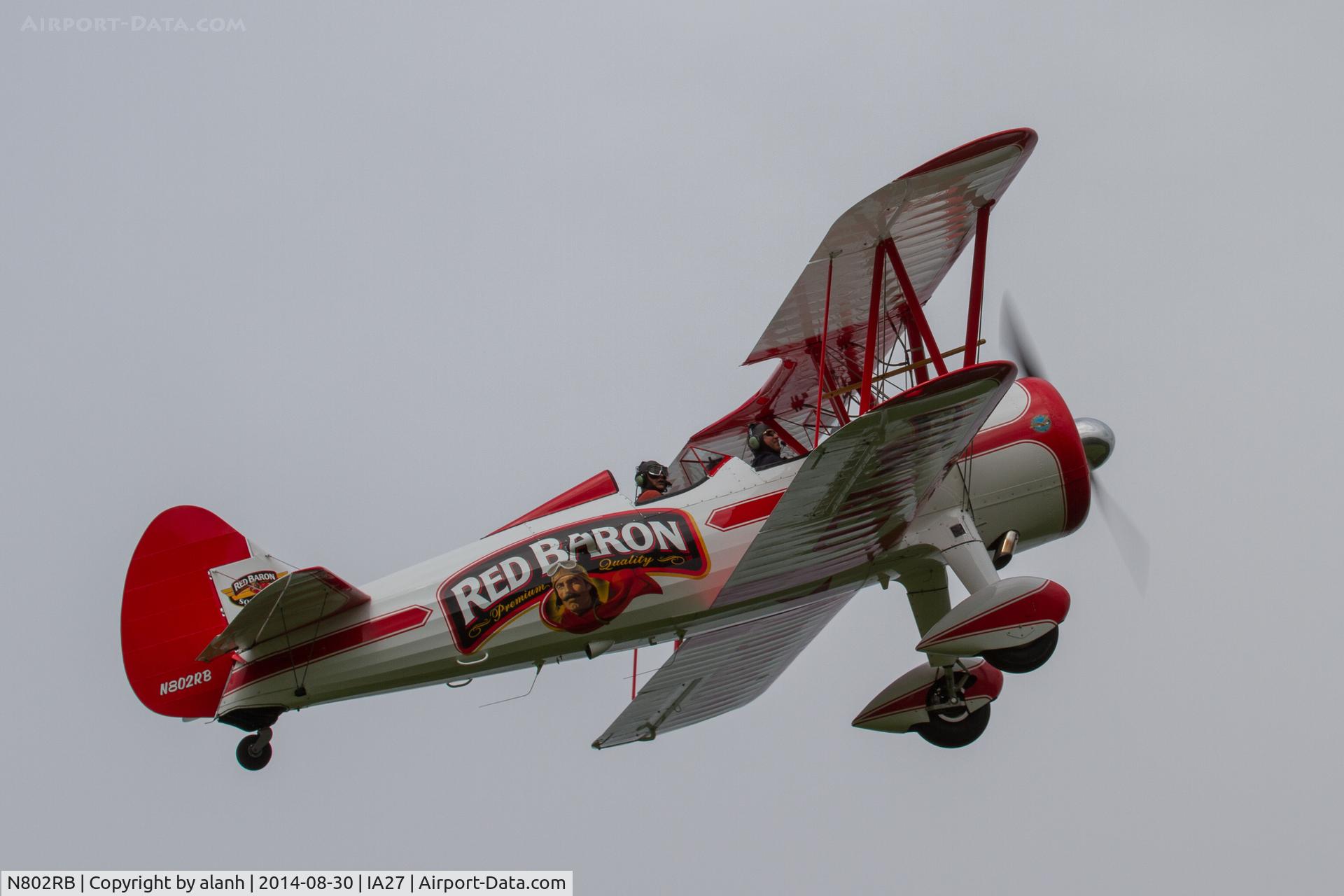 N802RB, 1943 Boeing E75 C/N 75-6451, Overhead Antique Airfield, unable to land with the runway waterlogged and closed