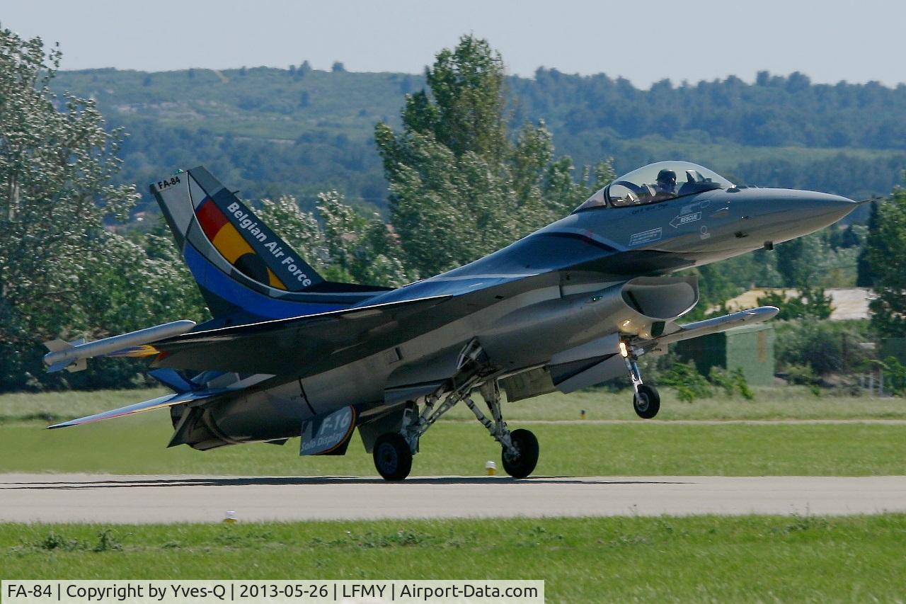 FA-84, 1980 SABCA F-16AM Fighting Falcon C/N 6H-84, Belgian Air Force General Dynamics SABCA F-16AM  Fighting Falcon, Landing rwy 34, Salon de Provence Air Base 701 (LFMY) Open day 2013