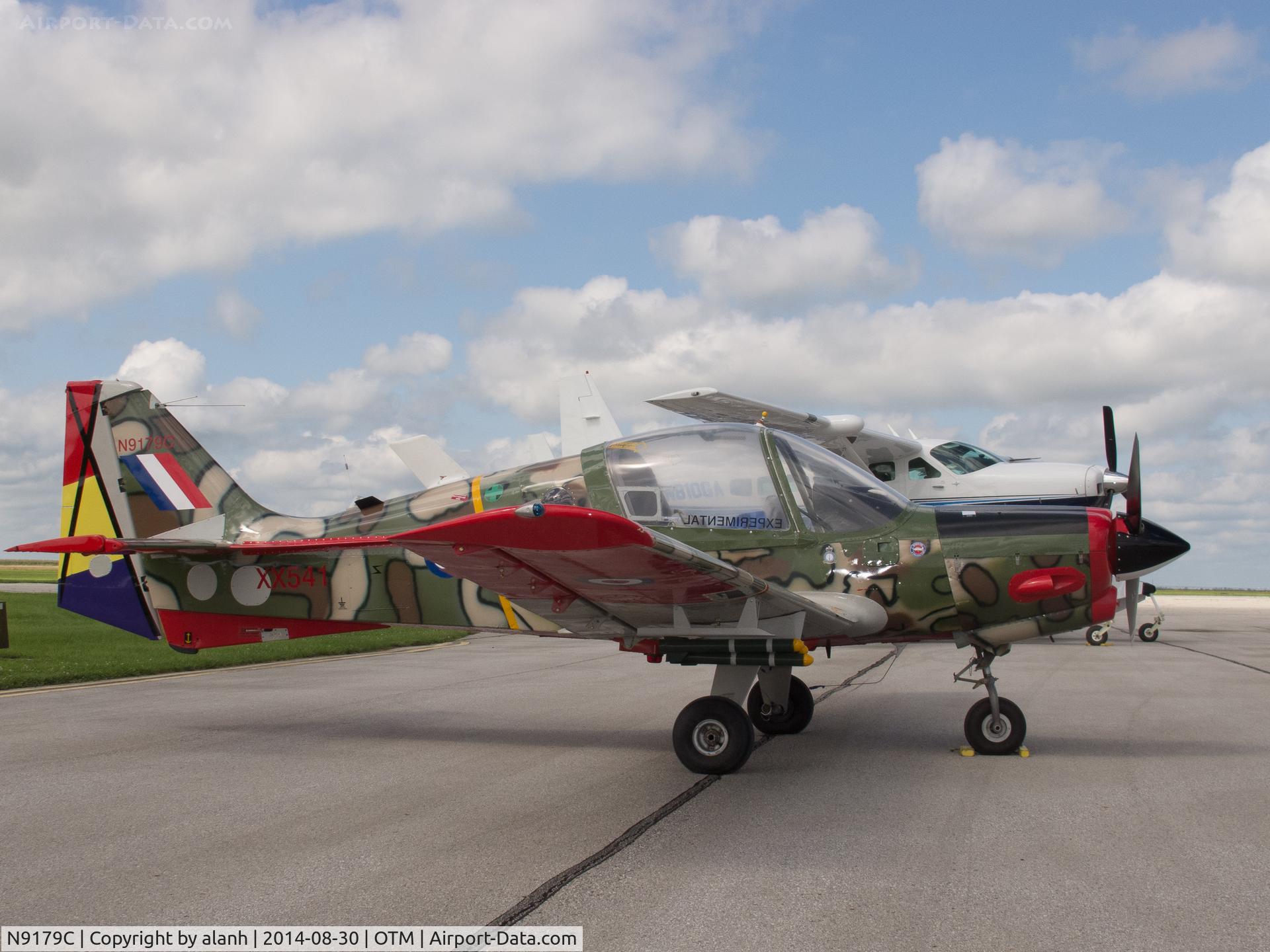 N9179C, 1973 Scottish Aviation Bulldog T.1 C/N BH120/233, On the ramp at Ottumwa, after overflying the waterlogged Antique Airfield