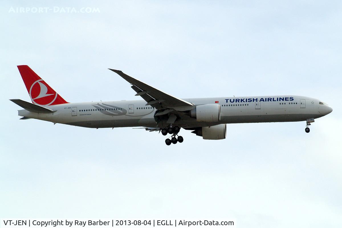 VT-JEN, 2007 Boeing 777-35R/ER C/N 35157, Boeing 777-35RER [35157] (THY Turkish Airlines) Home~G 04/08/2013. On approach 27L.