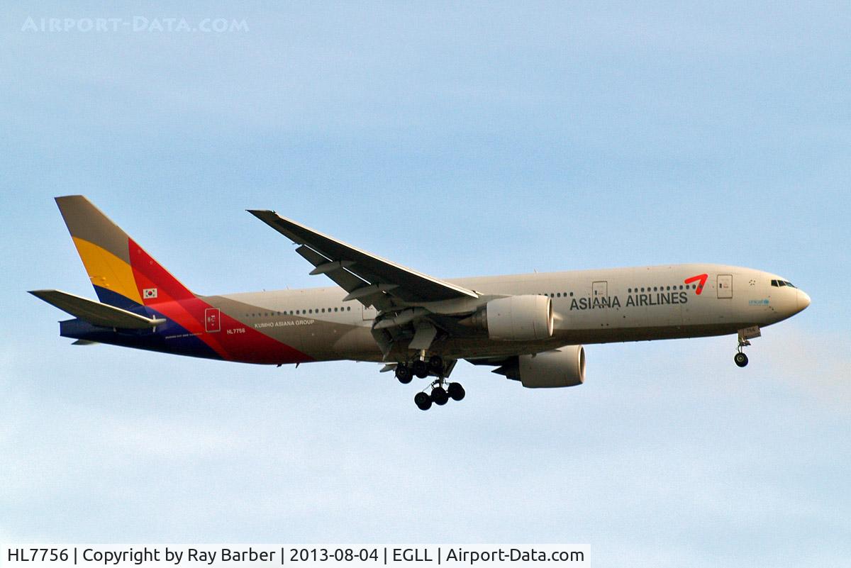HL7756, Boeing 777-28E/ER C/N 30860/659, Boeing 777-28EER [30860] (Asiana Airlines) Home~G 04/08/2013. On approach 27L.