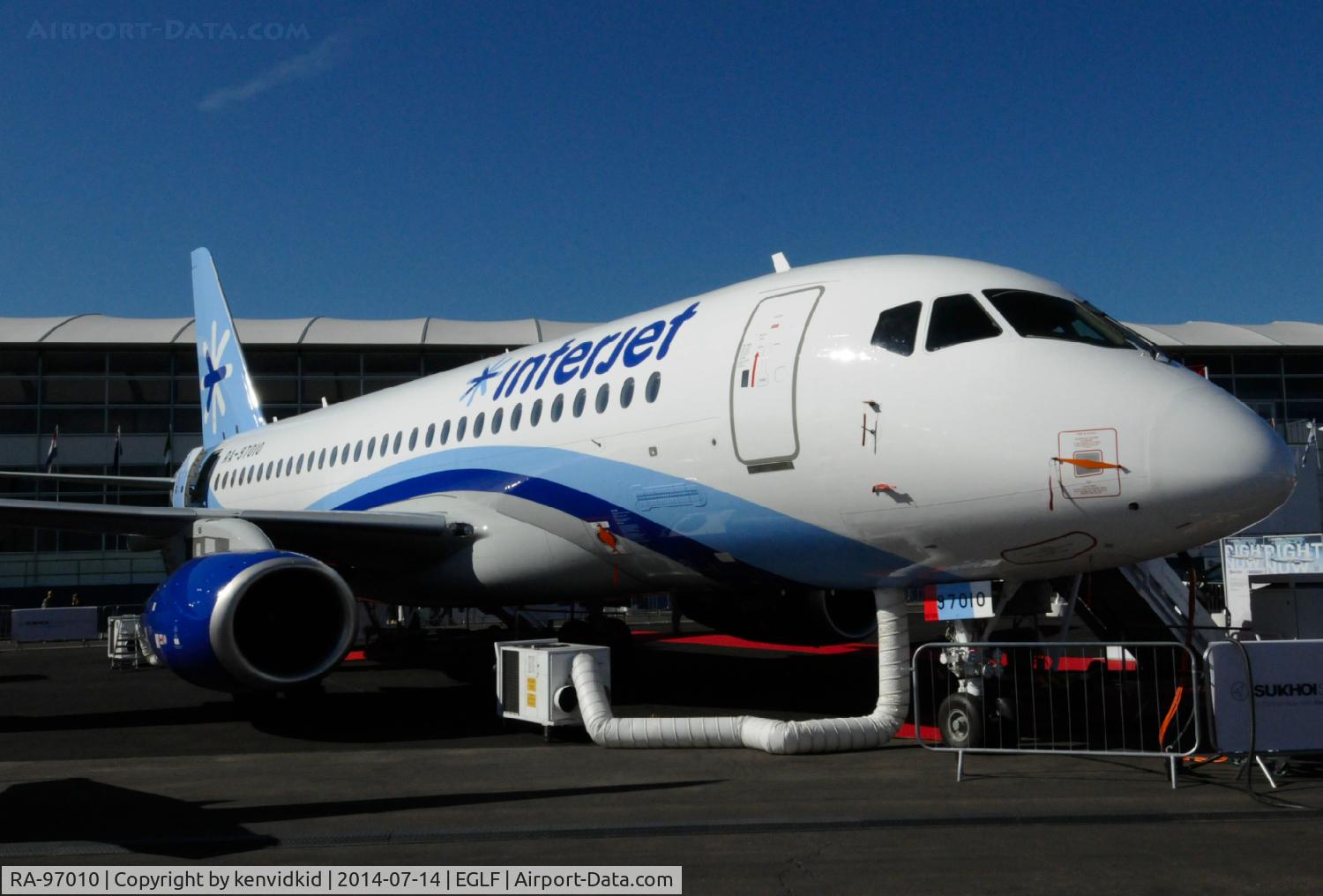 RA-97010, 2014 Sukhoi SuperJet 100-95B C/N 95045, On static display at FIA 2014, delivered as XA-LME.
