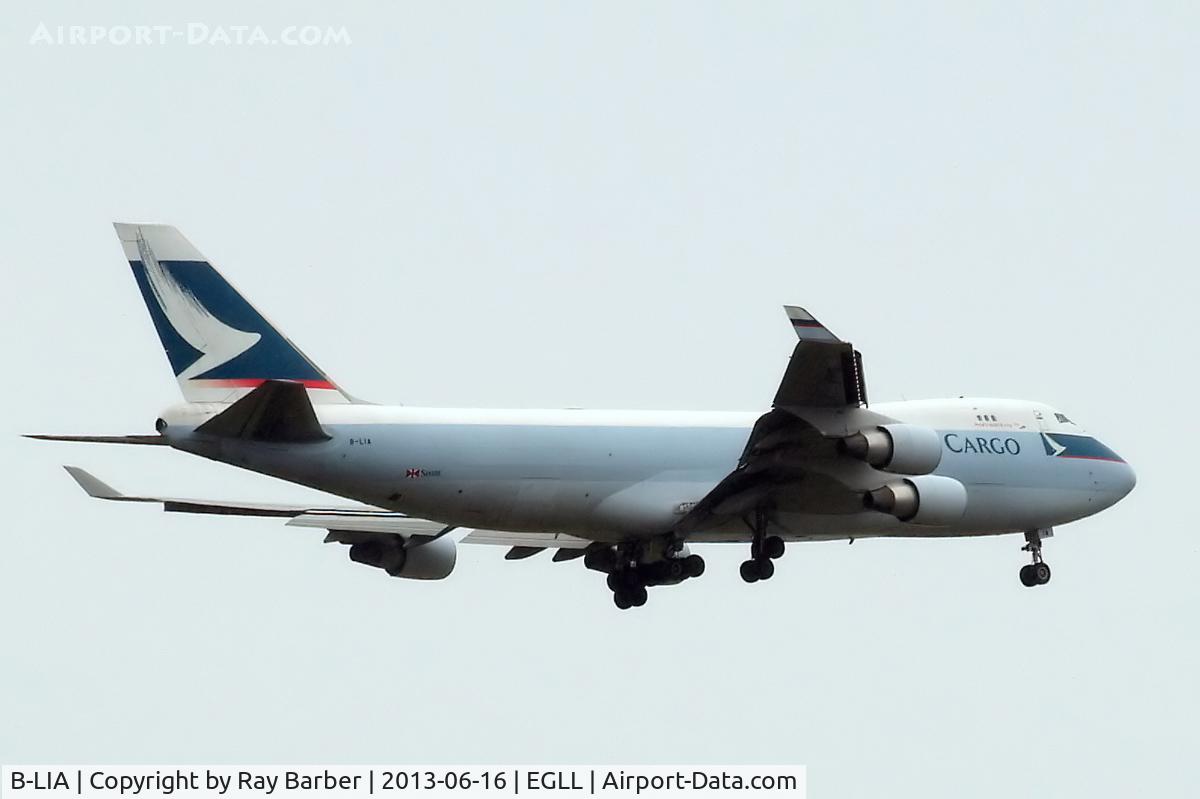 B-LIA, 2008 Boeing 747-467ERF C/N 37299/1404, Boeing 747-467ERF [37299] (Cathay Pacific Cargo) Home~G 16/06/2013. On approach 27L.