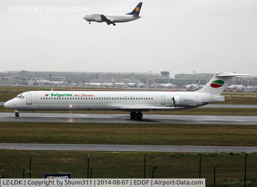 LZ-LDK, 1987 McDonnell Douglas MD-82 (DC-9-82) C/N 49432/1378, Taxiing holding point rwy 18 for departure...