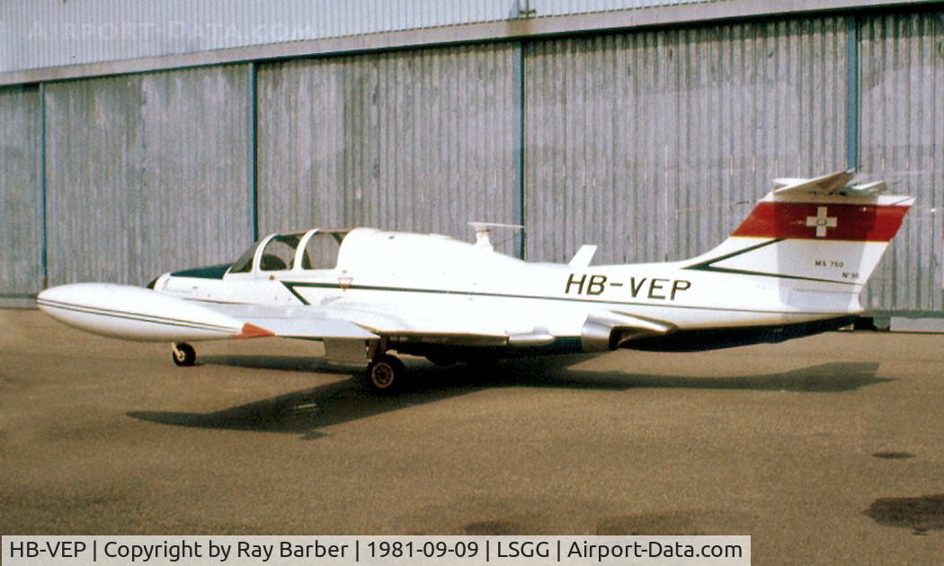 HB-VEP, 1961 Morane-Saulnier MS.760B Paris II C/N 98, HB-VEP   Morane-Saulnier MS.760 Paris I [098] Geneva~HB 09/09/1981. From a slide.