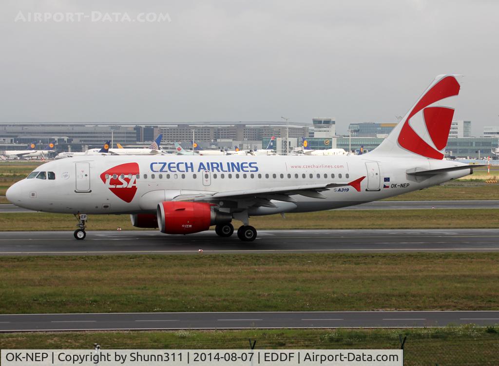 OK-NEP, 2008 Airbus A319-111 C/N 3660, Taxiing holding point rwy 18 for departure...