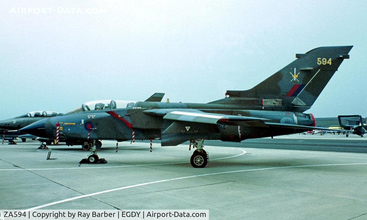 ZA594, 1982 Panavia Tornado GR.1T C/N 110/BT022/3058, BAe/Panavia Tornado GR.1 [BT022] (Royal Air Force) RNAS Yeovilton~G 31/07/1982. From a slide.