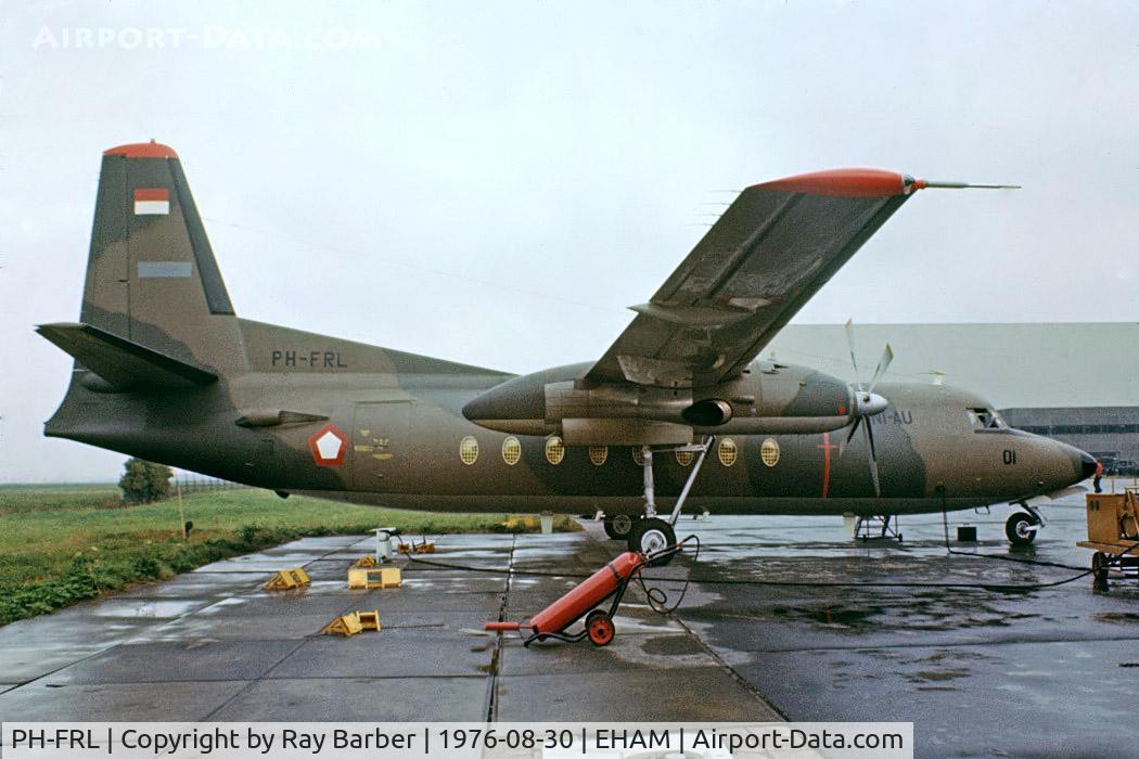 PH-FRL, 1976 Fokker F-27-400M Friendship C/N 10536, Fokker F.27-400M Friendship [10536] (Fokker) Amsterdam-Schiphol~PH 30/08/1976. For Indonesian Air Force. From a slide.