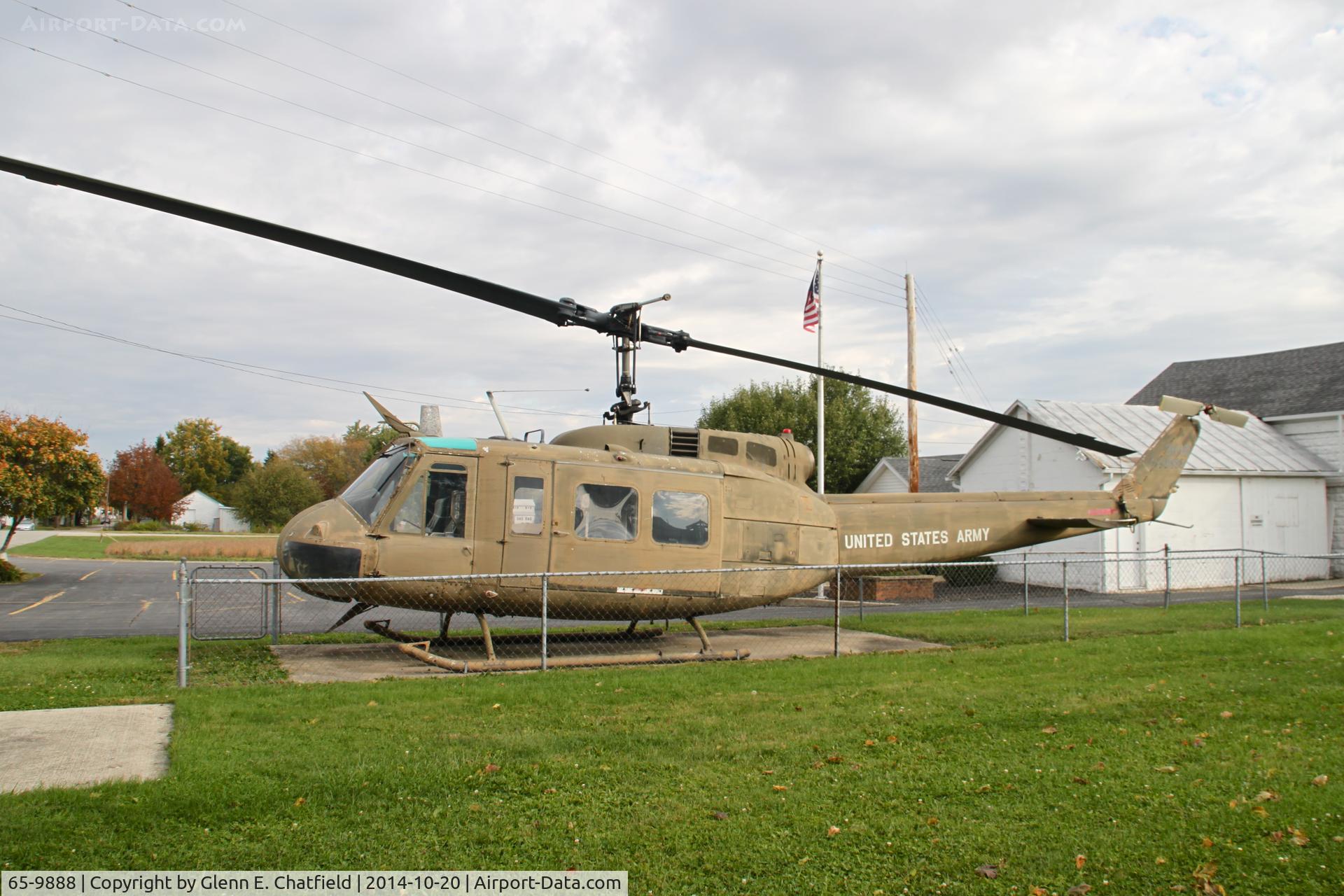 65-9888, 1965 Bell UH-1D Iroquois C/N 4932, At VFW post on SE side of Arcanum, OH