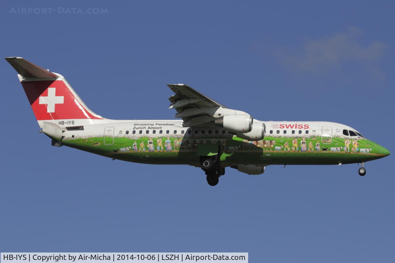 HB-IYS, 2001 British Aerospace Avro 146-RJ100 C/N E3381, Swissair