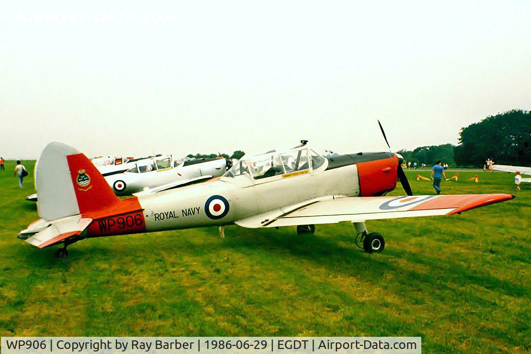 WP906, De Havilland DHC-1 Chipmunk T.10 C/N C1/0779-DHB.f678, De Havilland Canada DHC-1 Chipmunk T.10 [C1/0779] Wroughton~G 29/06/1986. With cockpit closed.
