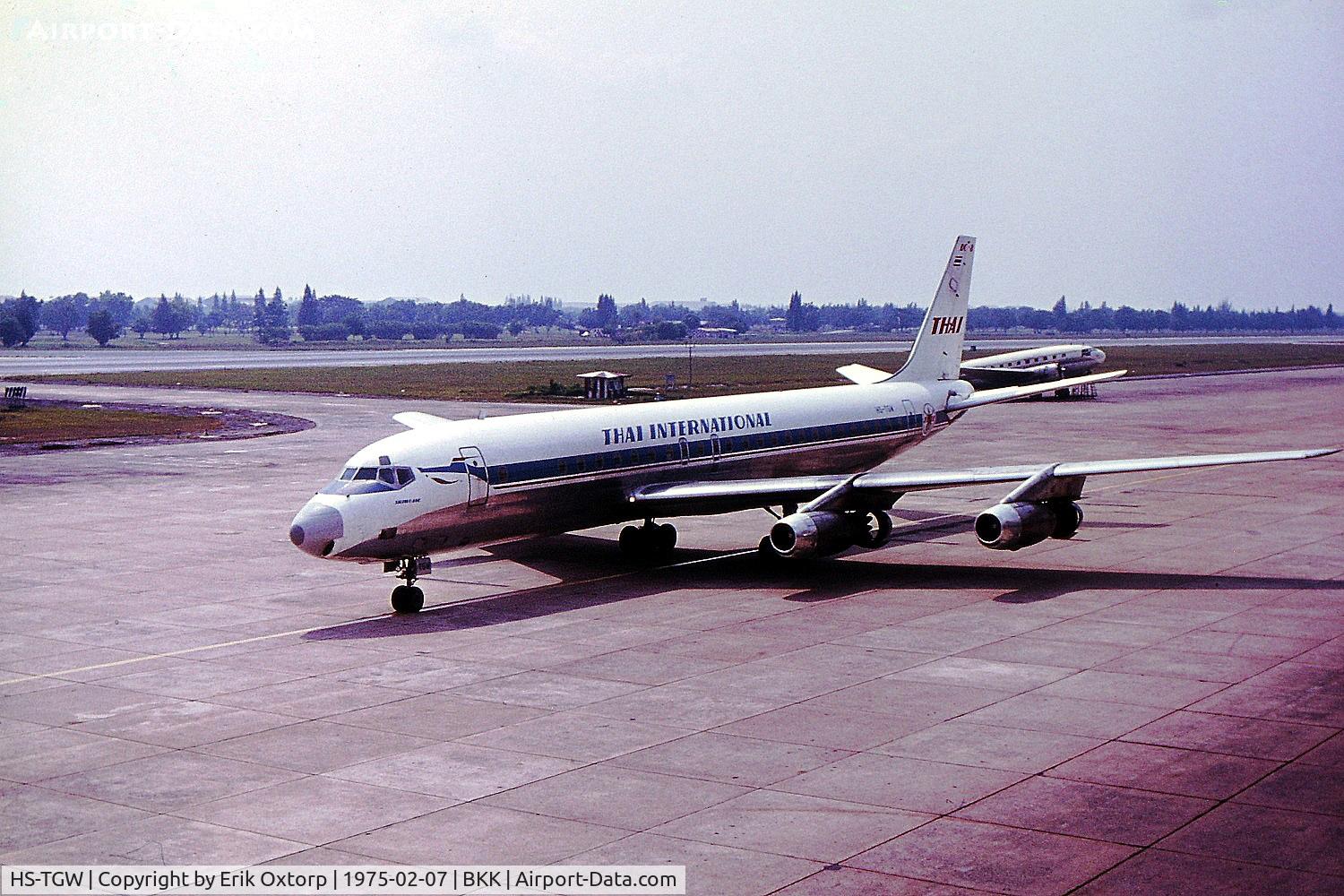 HS-TGW, 1960 Douglas DC-8-32 C/N 45416, HS-TGW in BKK (Don Muang) 1975-02-07